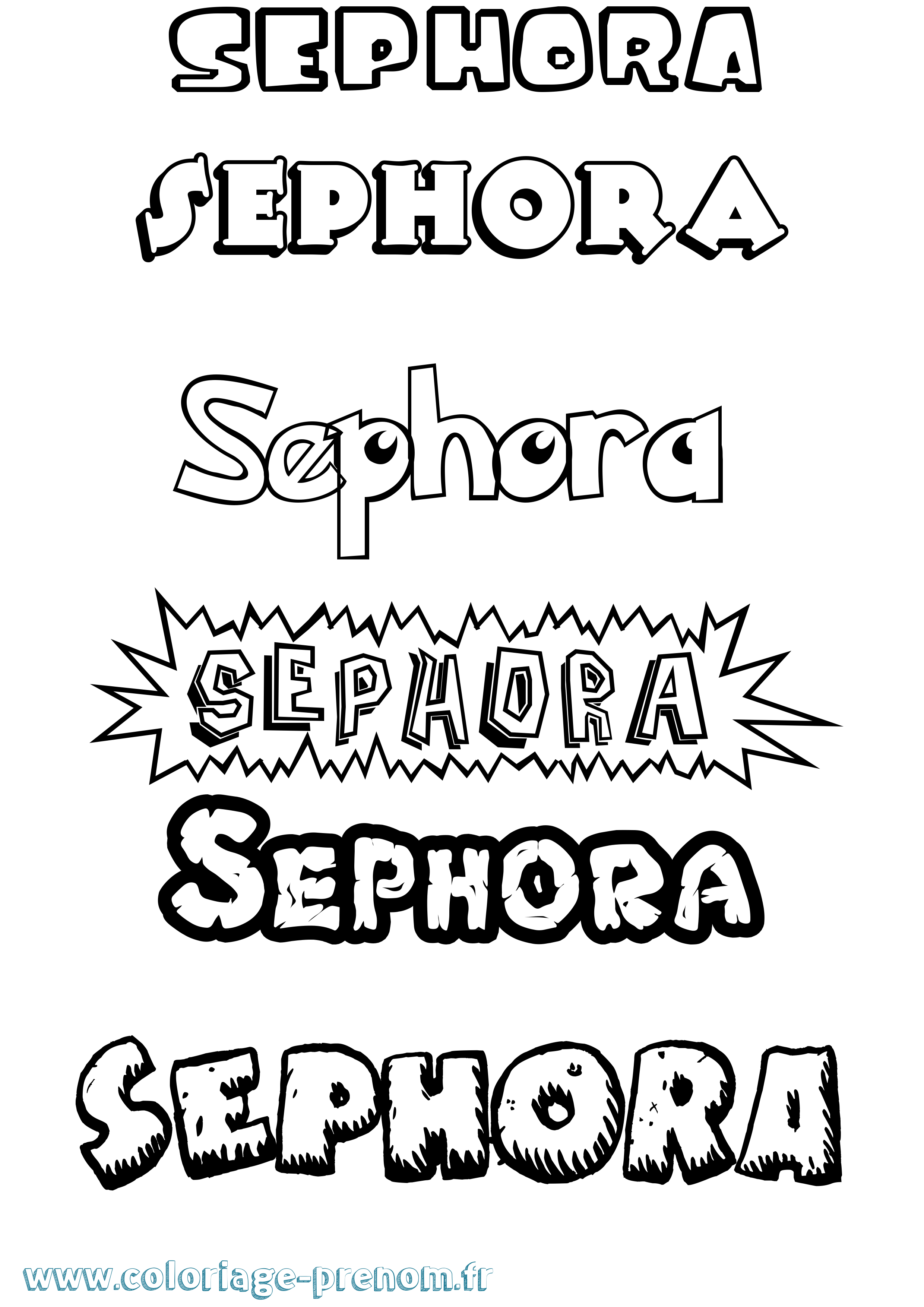 Coloriage prénom Sephora