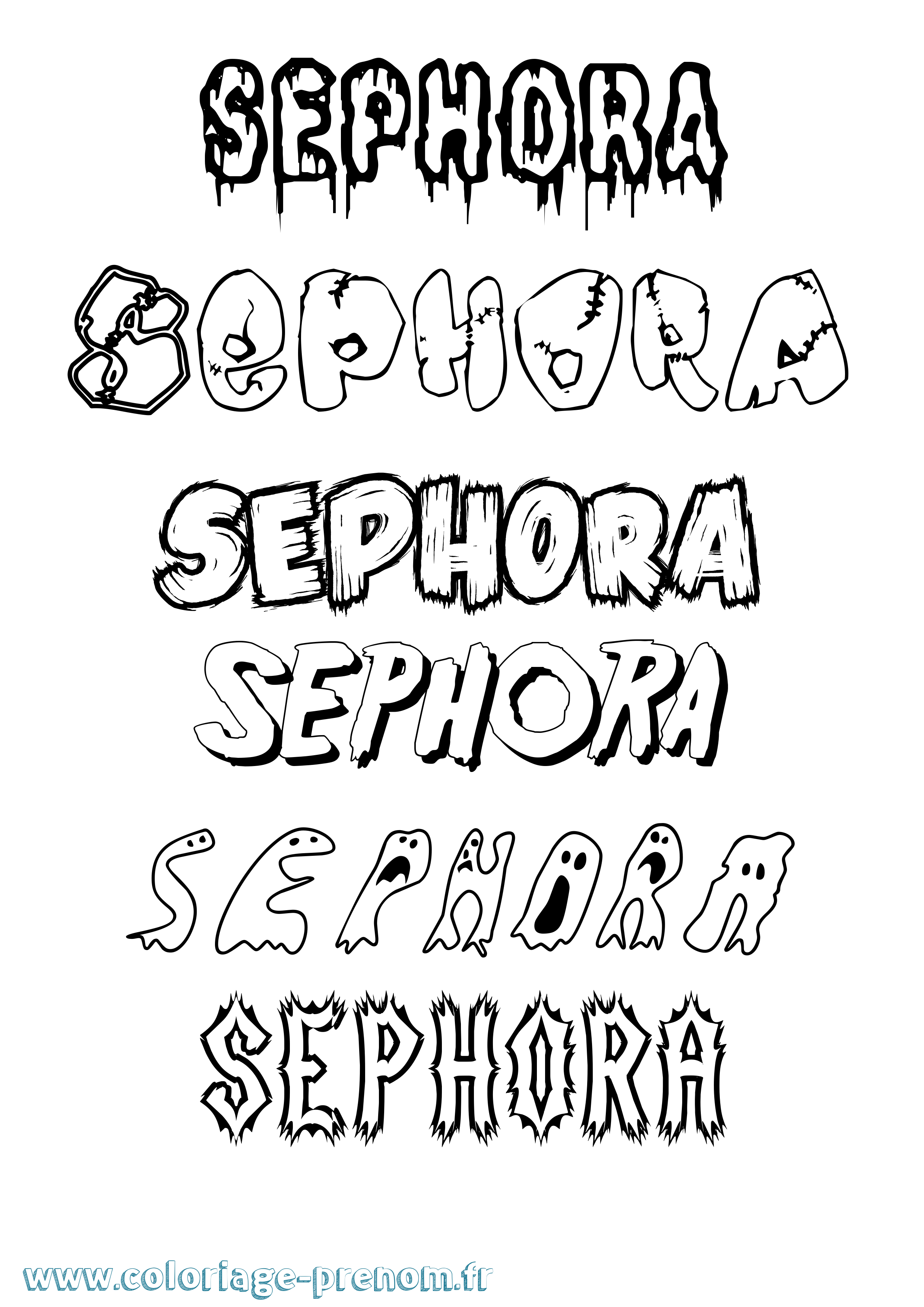 Coloriage prénom Sephora
