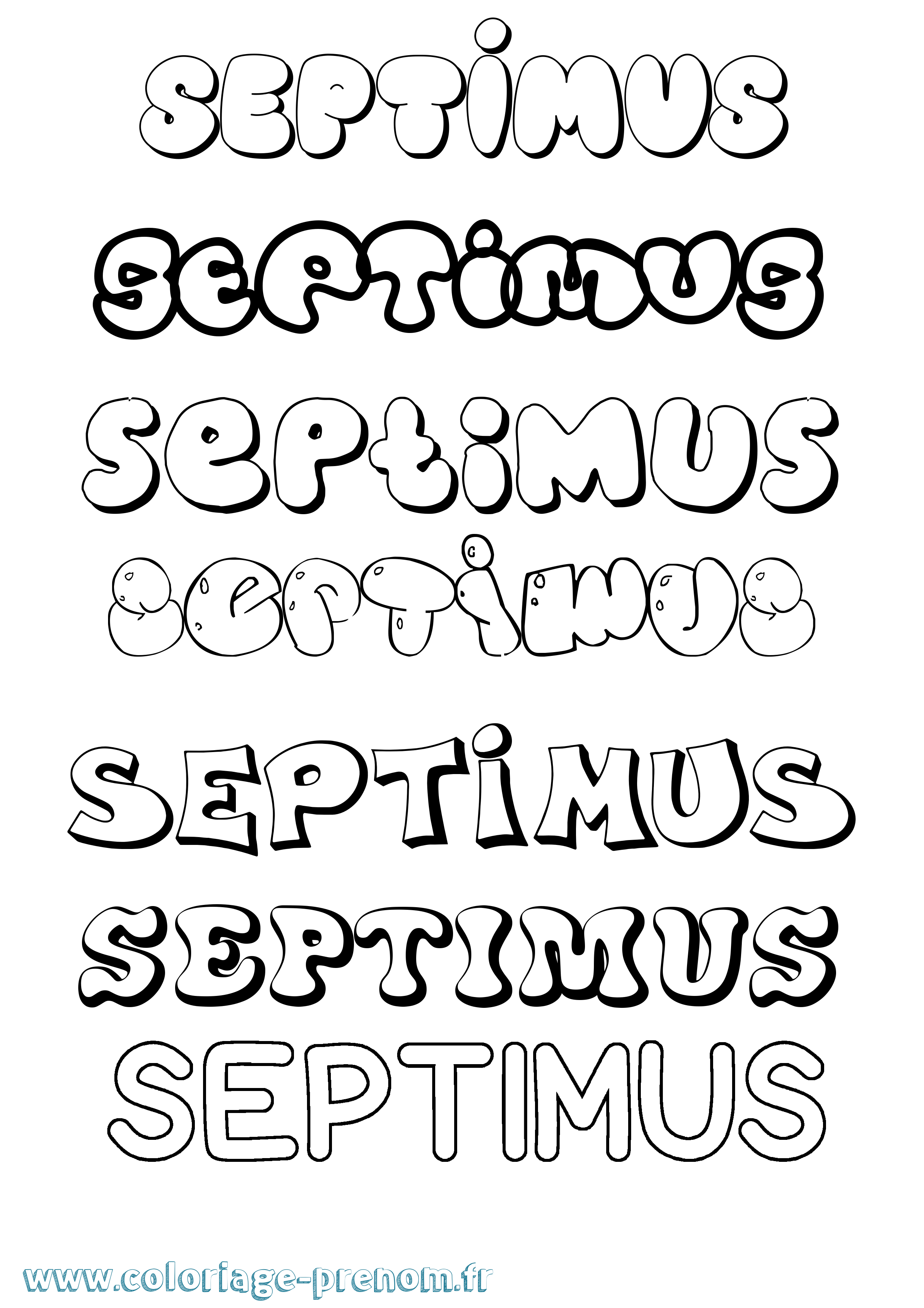 Coloriage Septimus Bubble Coloriage prénom Septimus Bubble