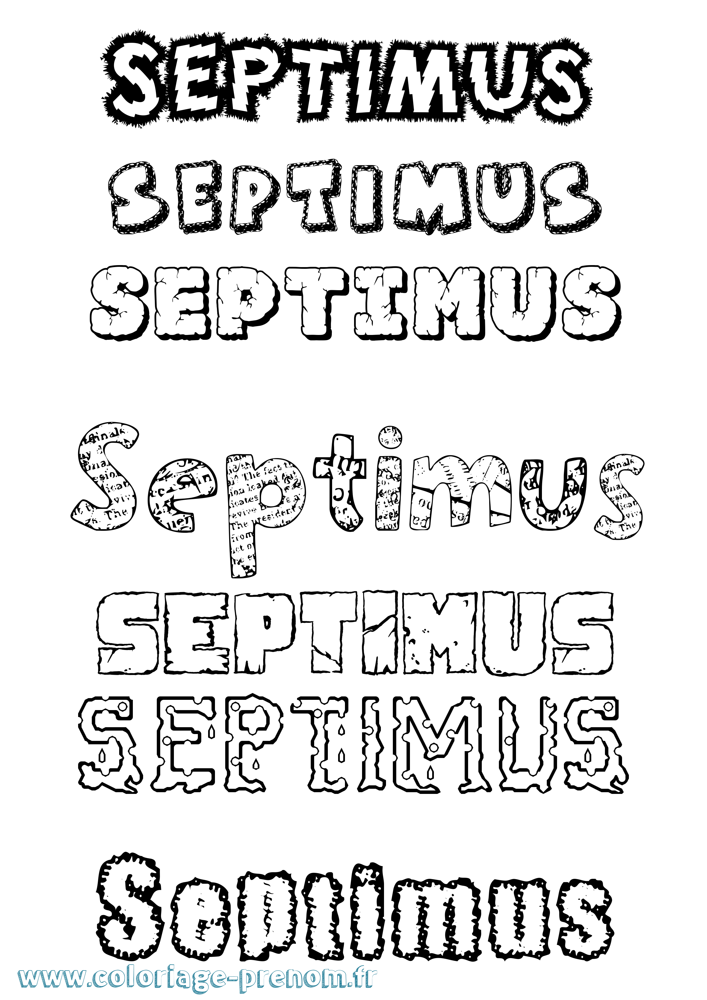 Coloriage Septimus Destructuré Coloriage prénom Septimus Destructuré