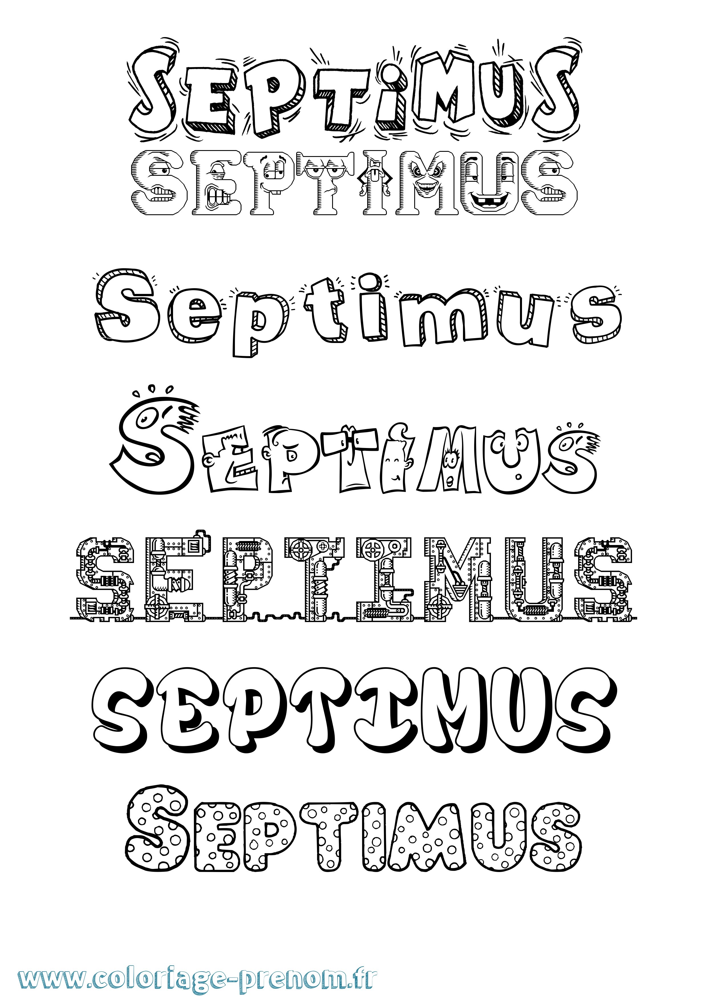 Coloriage Septimus Fun Coloriage prénom Septimus Fun