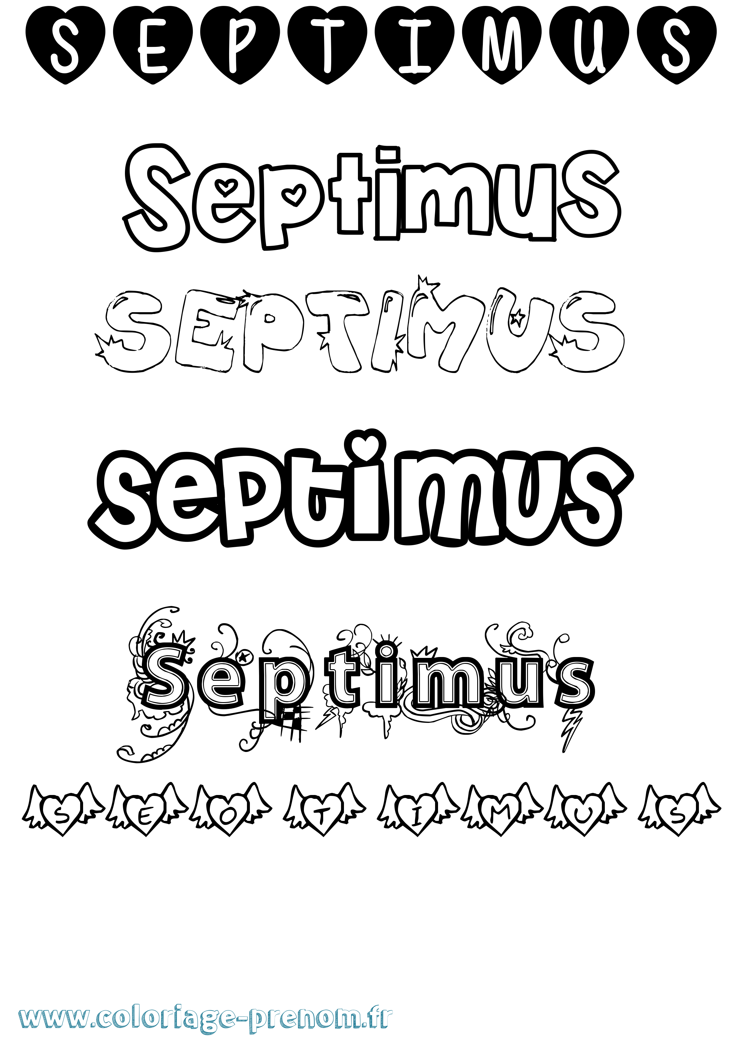 Coloriage Septimus Girly Coloriage prénom Septimus Girly