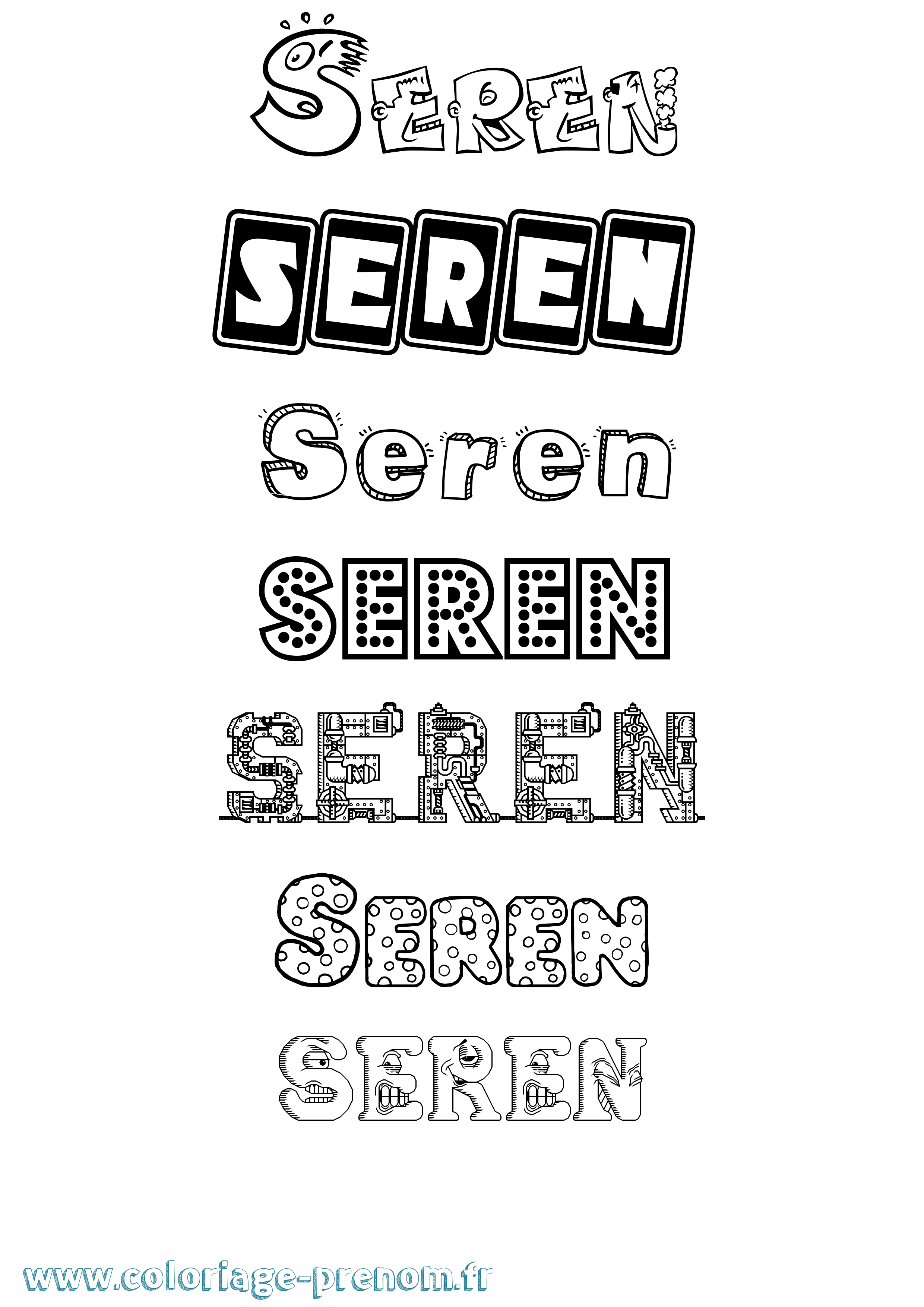 Coloriage prénom Seren Fun