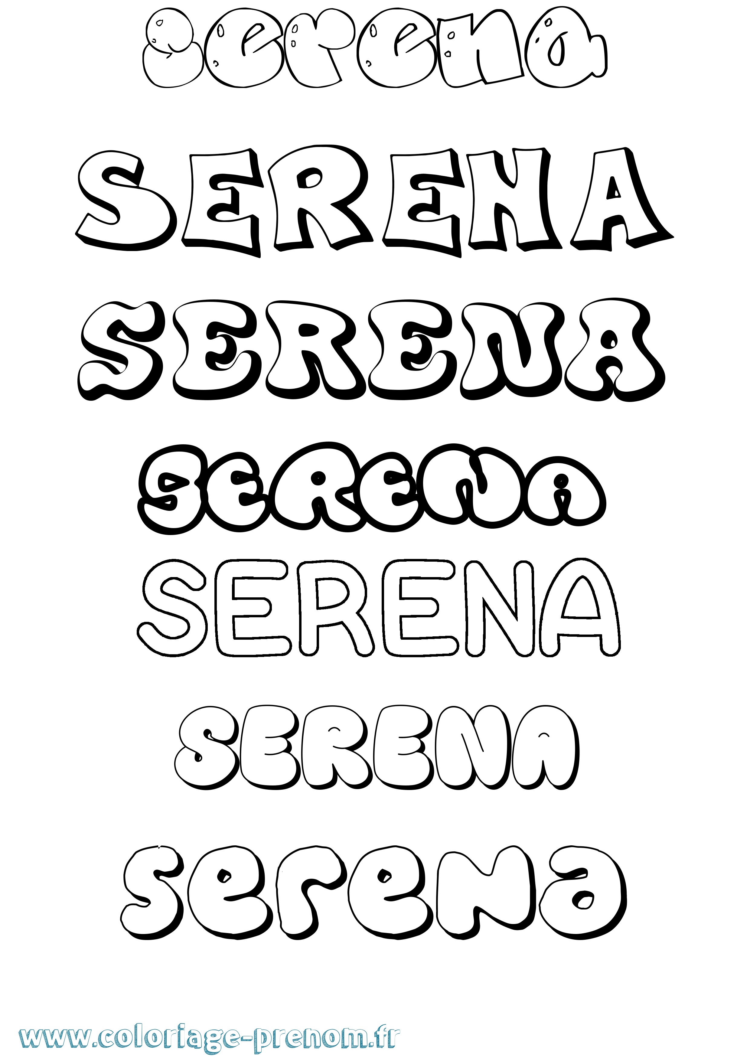 Coloriage prénom Serena Bubble
