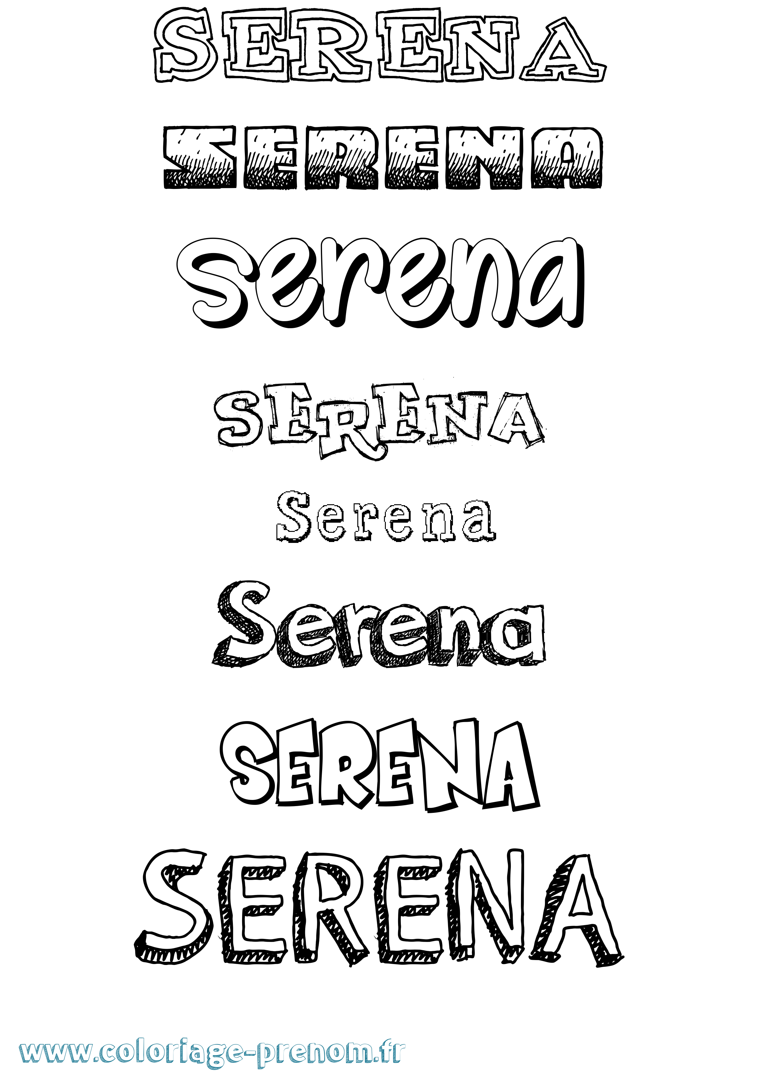 Coloriage prénom Serena Dessiné
