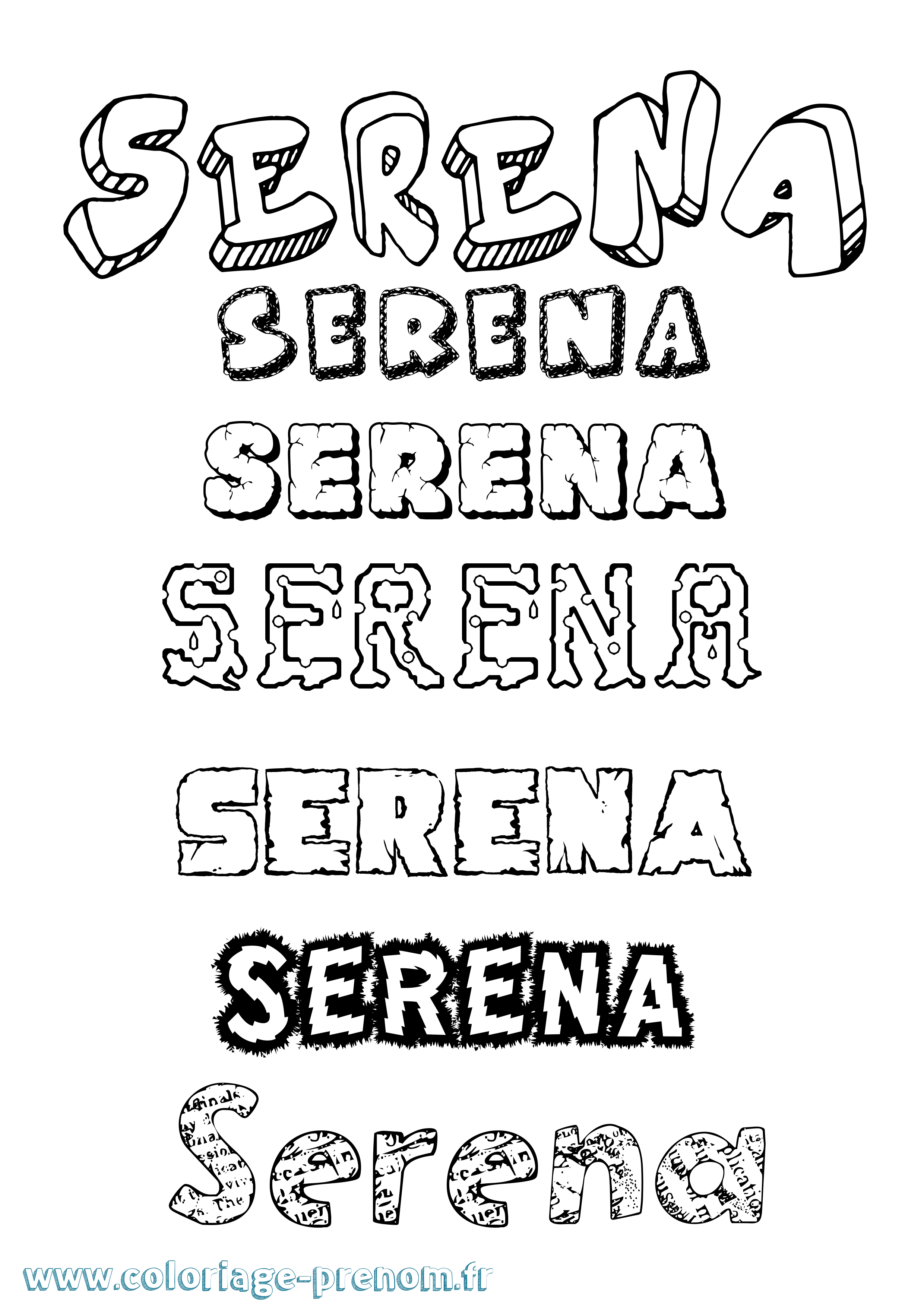 Coloriage prénom Serena Destructuré