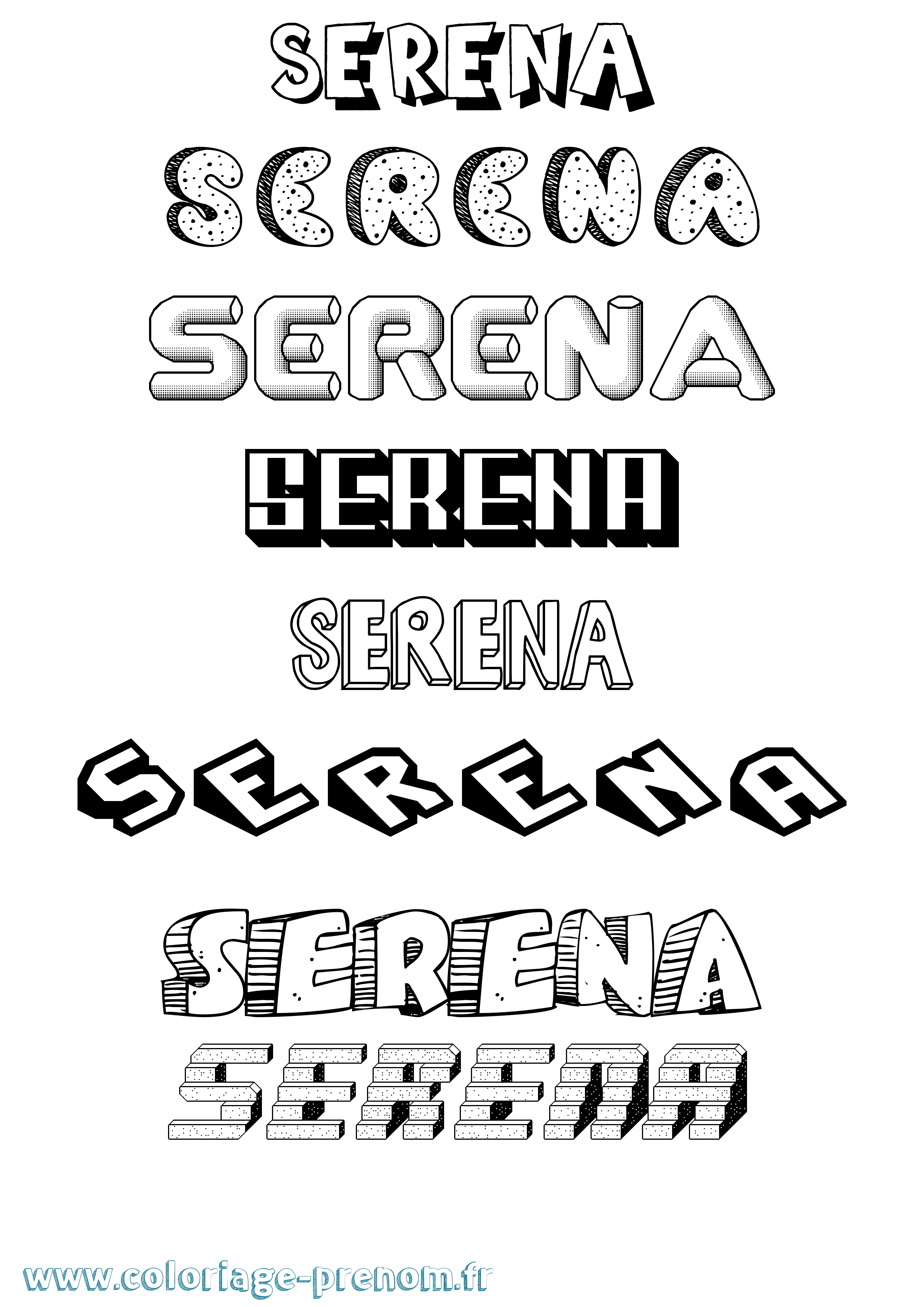 Coloriage prénom Serena Effet 3D