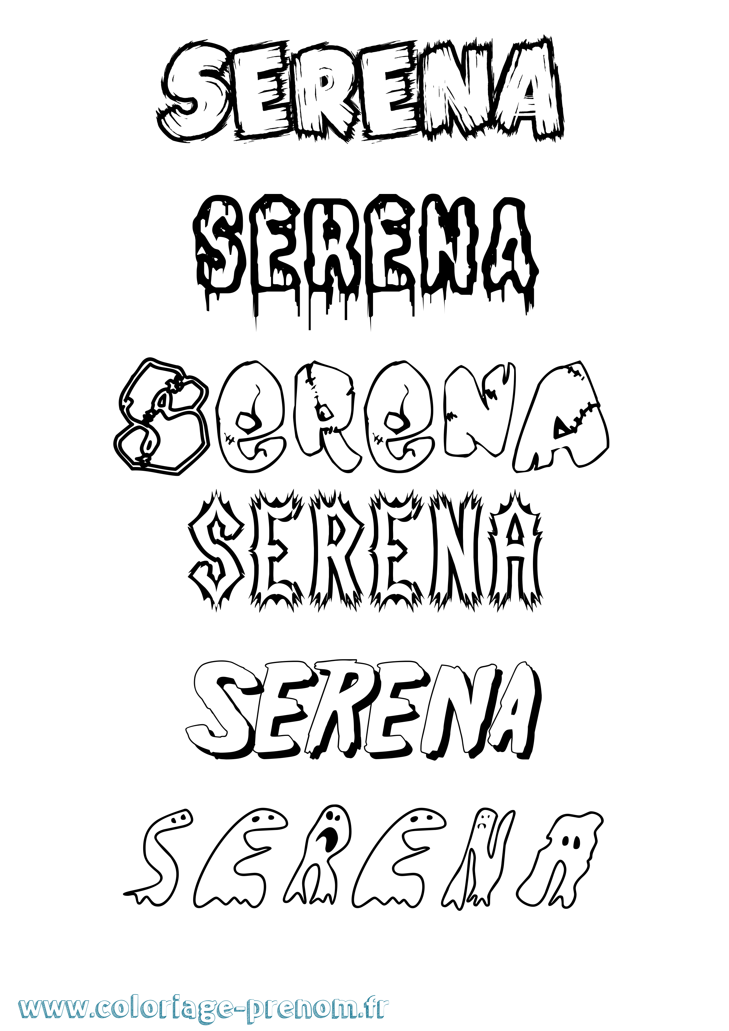 Coloriage prénom Serena Frisson