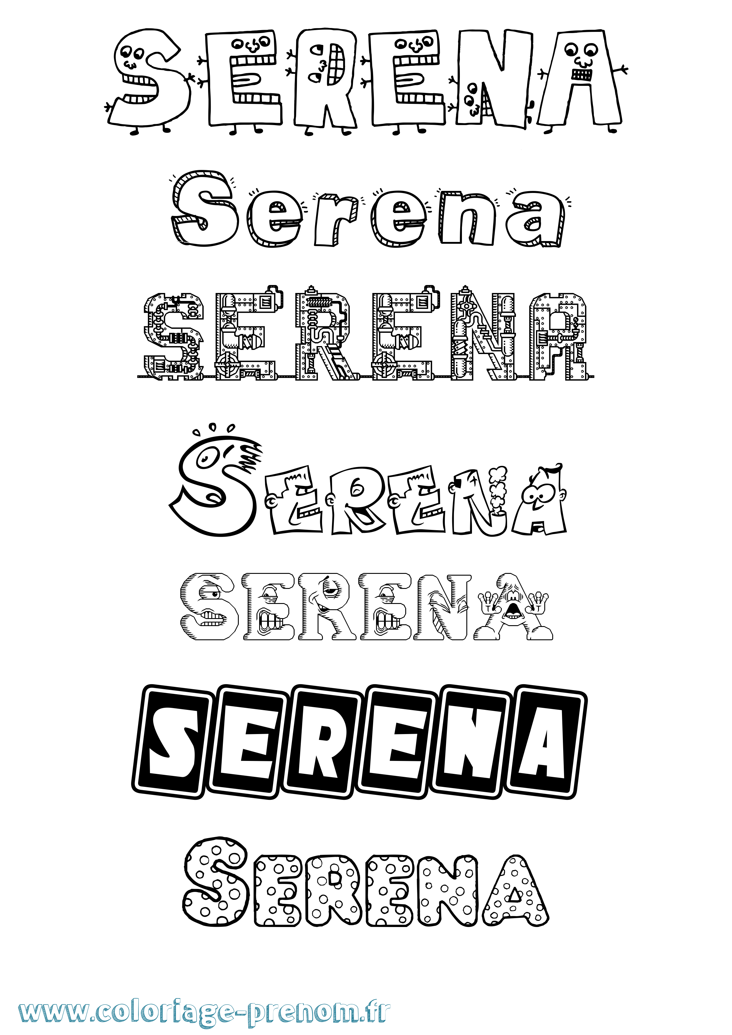 Coloriage prénom Serena Fun