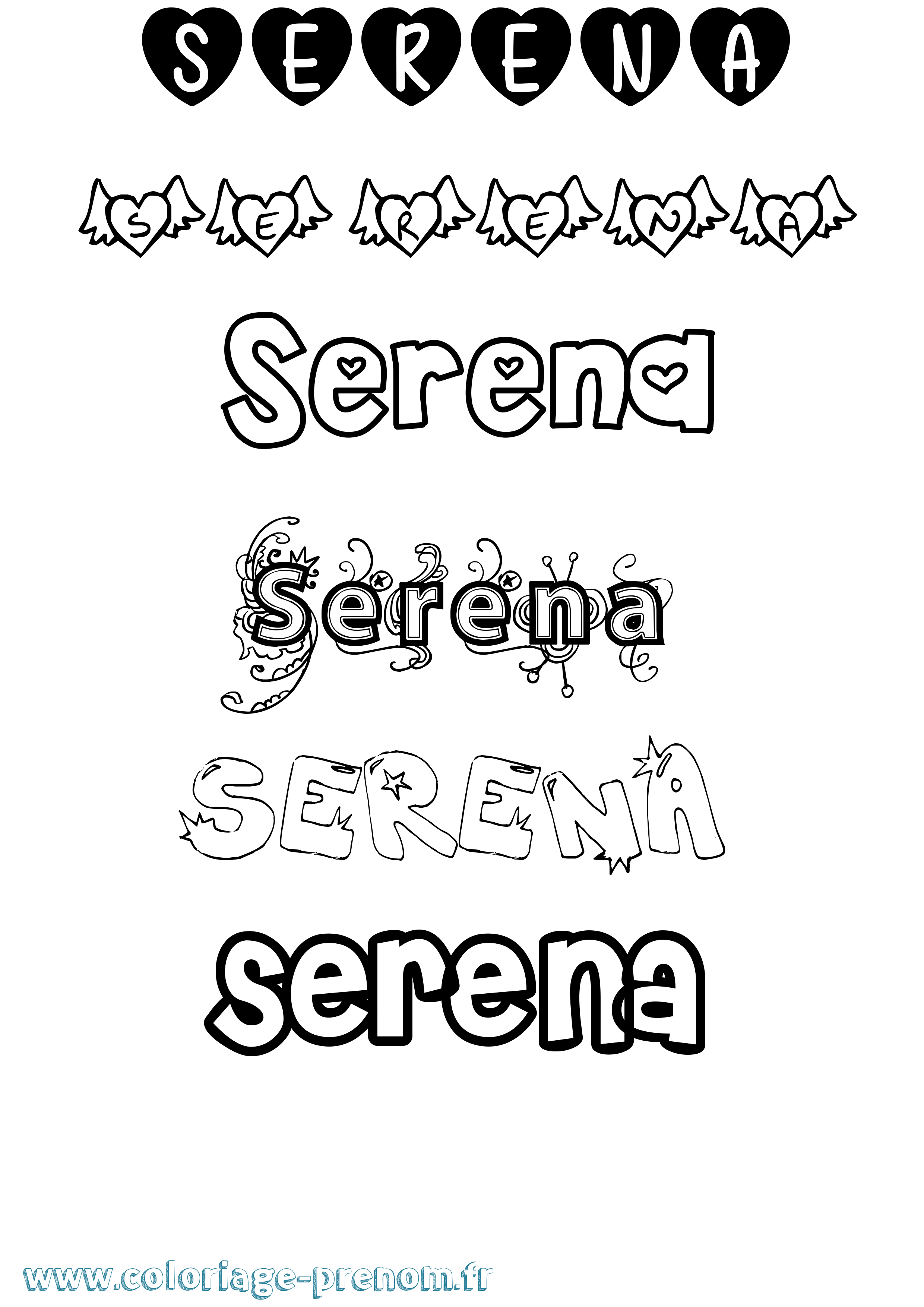 Coloriage prénom Serena Girly