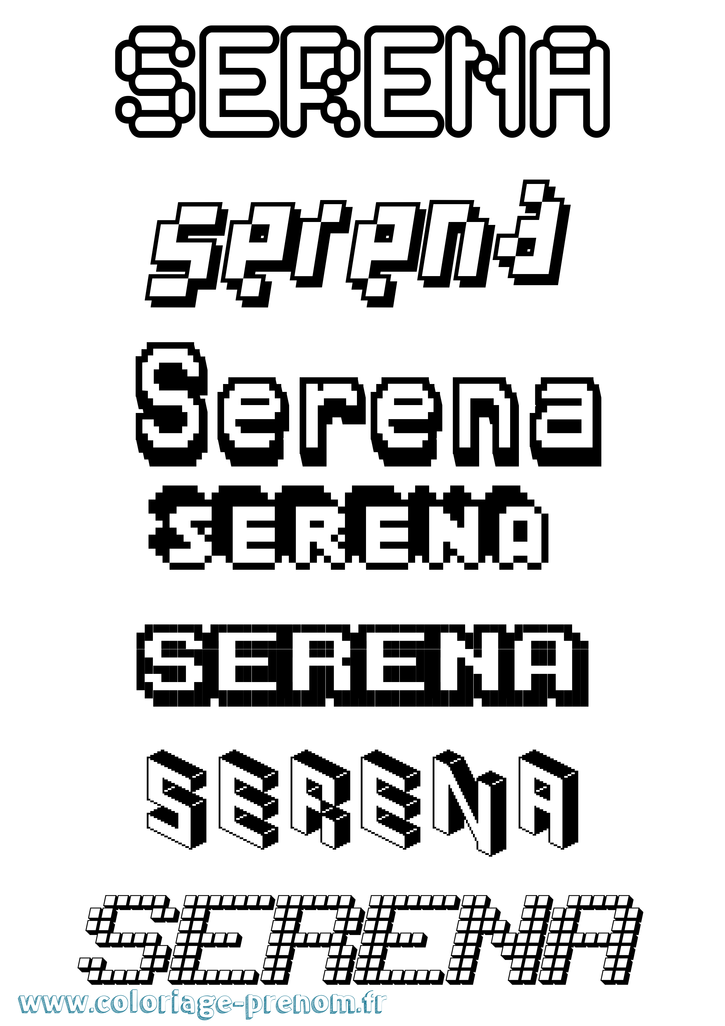 Coloriage prénom Serena Pixel
