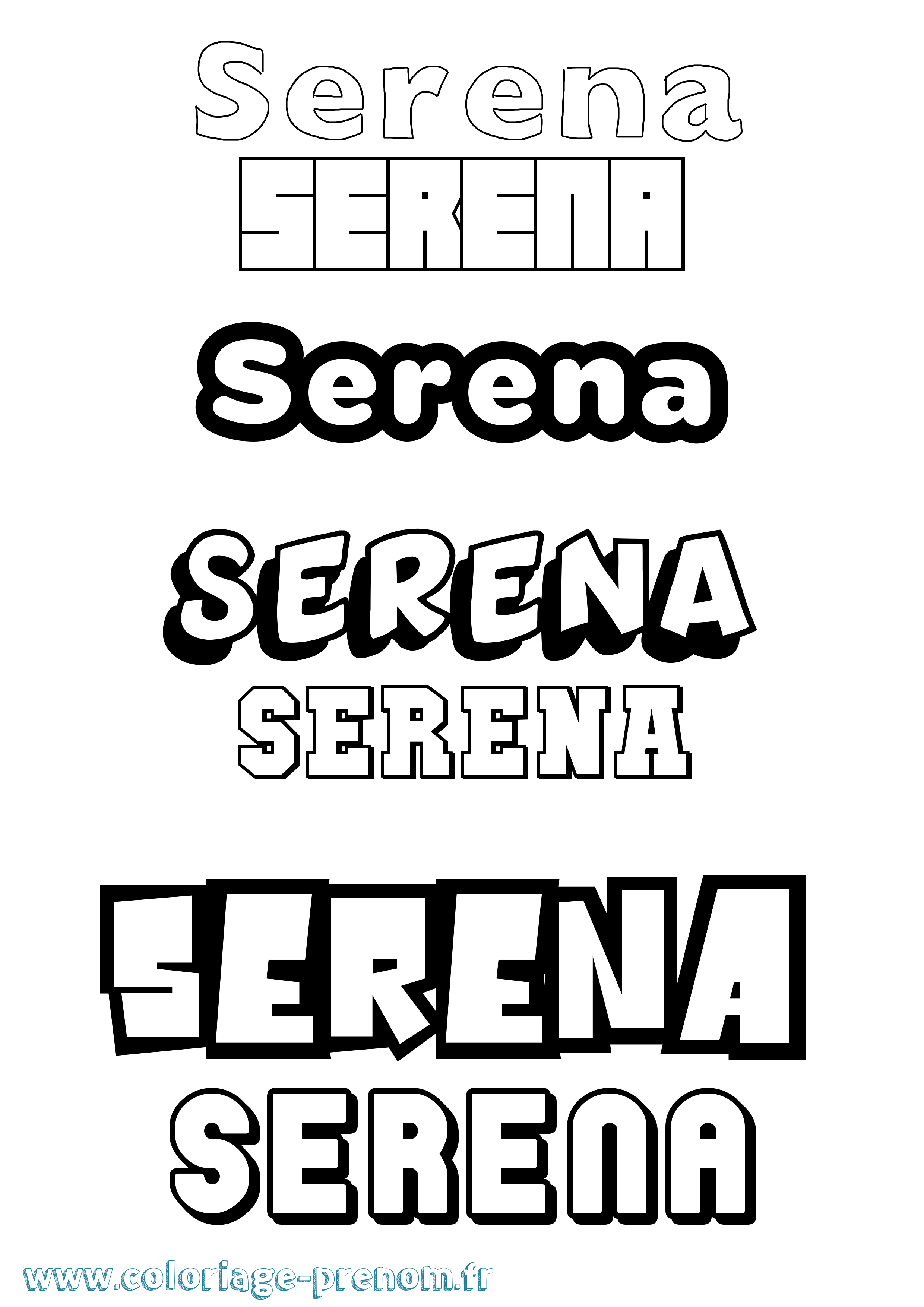 Coloriage prénom Serena Simple
