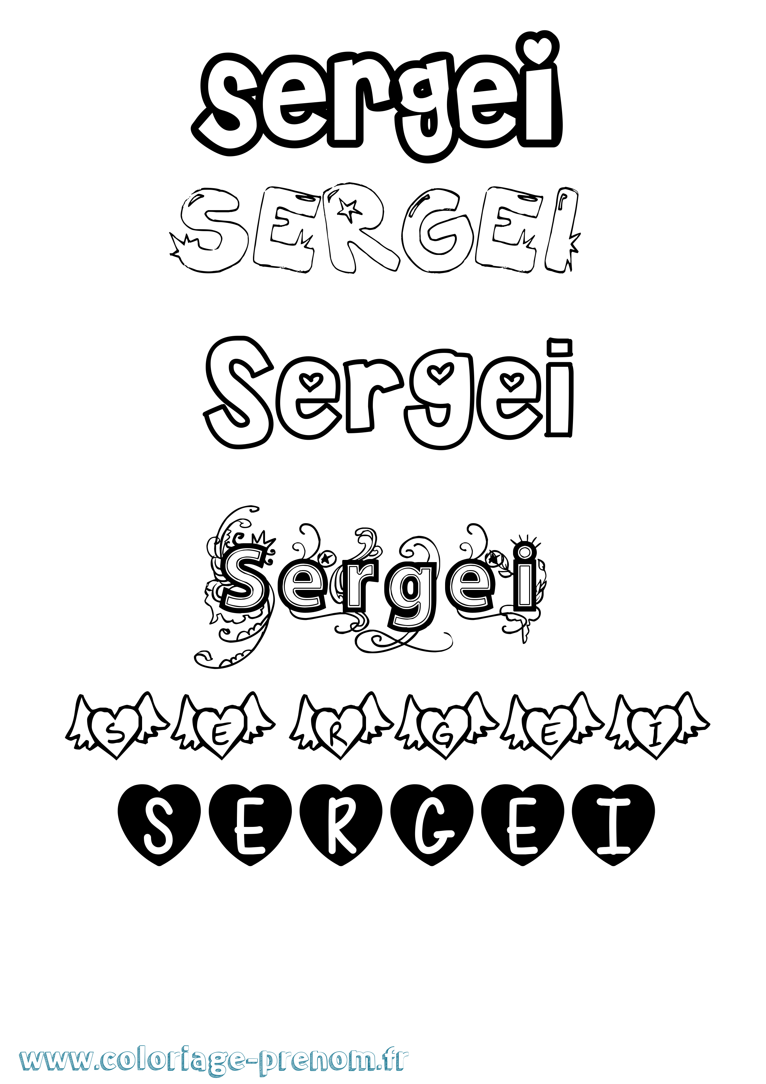 Coloriage prénom Sergei Girly