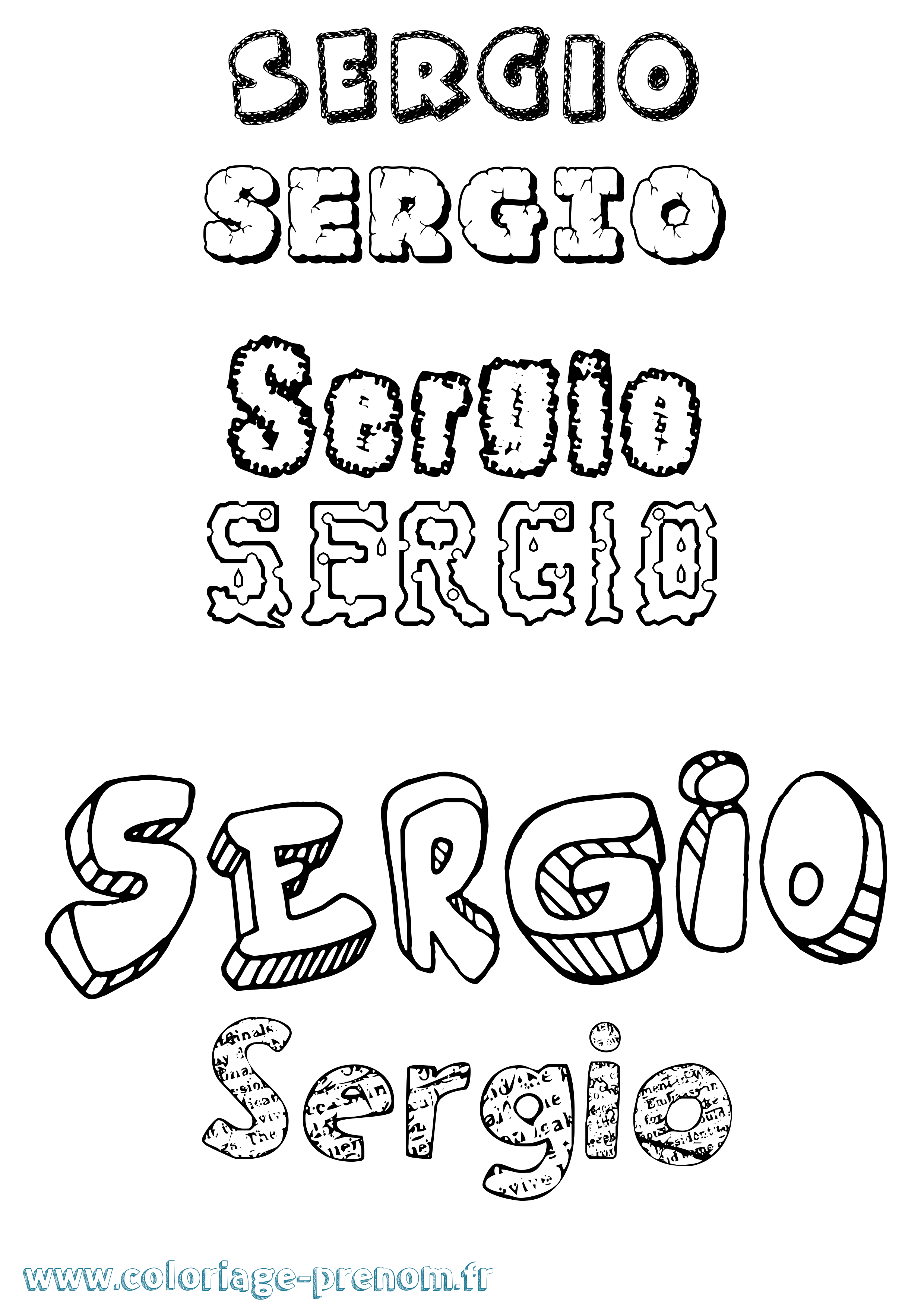 Coloriage prénom Sergio Destructuré