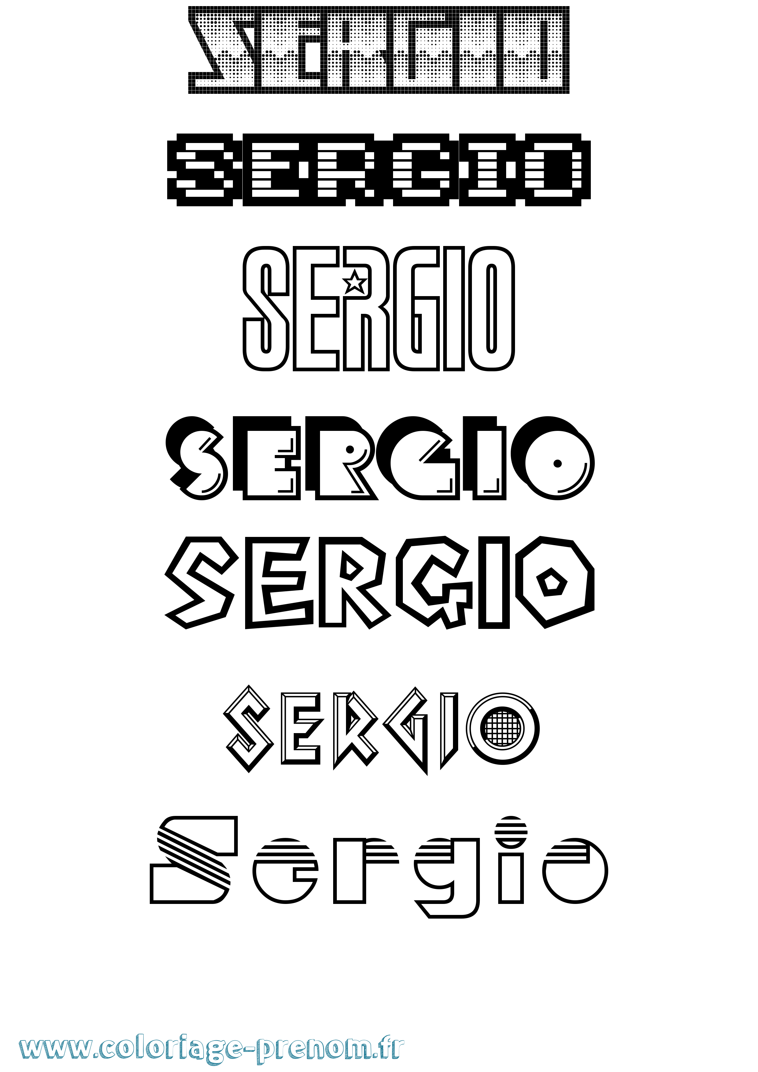 Coloriage prénom Sergio Jeux Vidéos