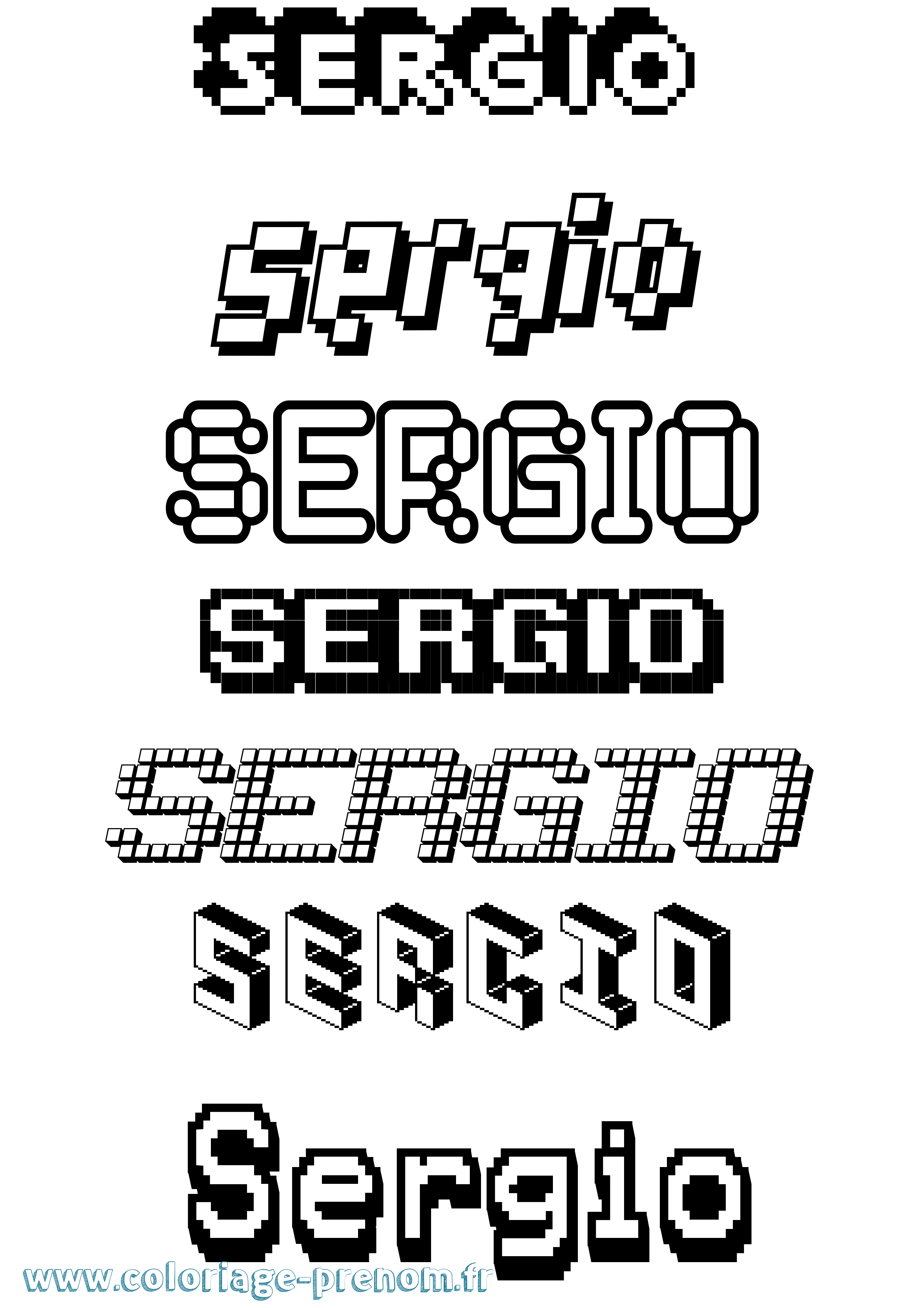 Coloriage prénom Sergio Pixel