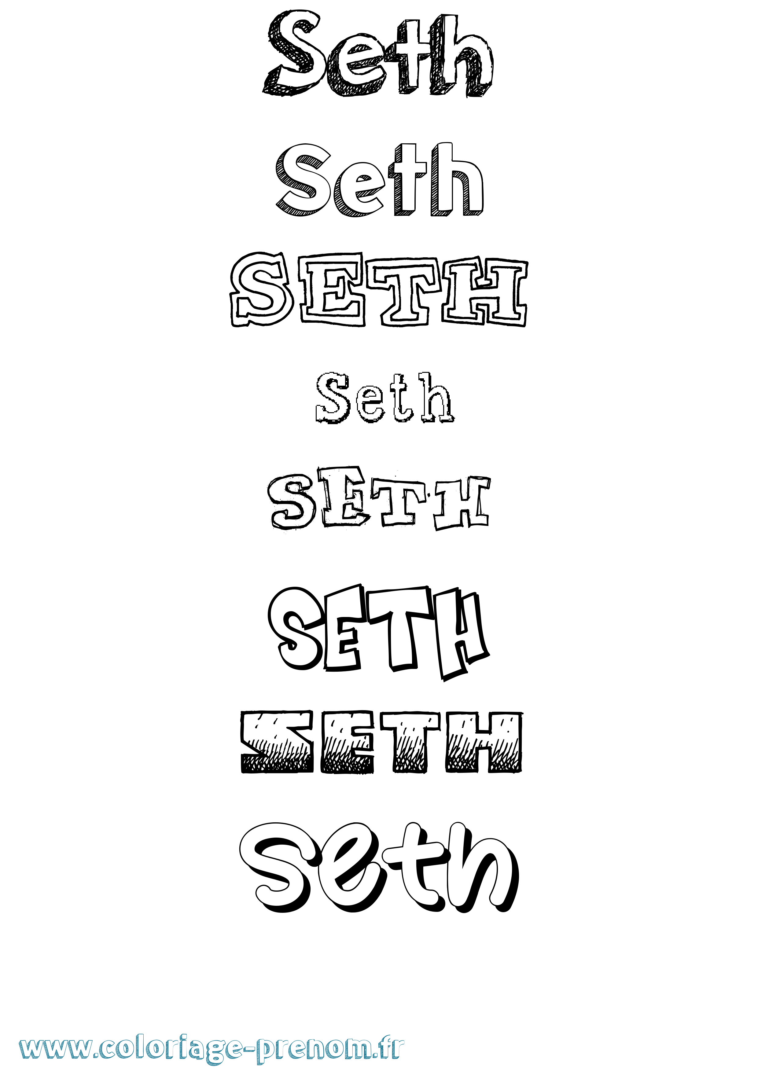 Coloriage prénom Seth Dessiné