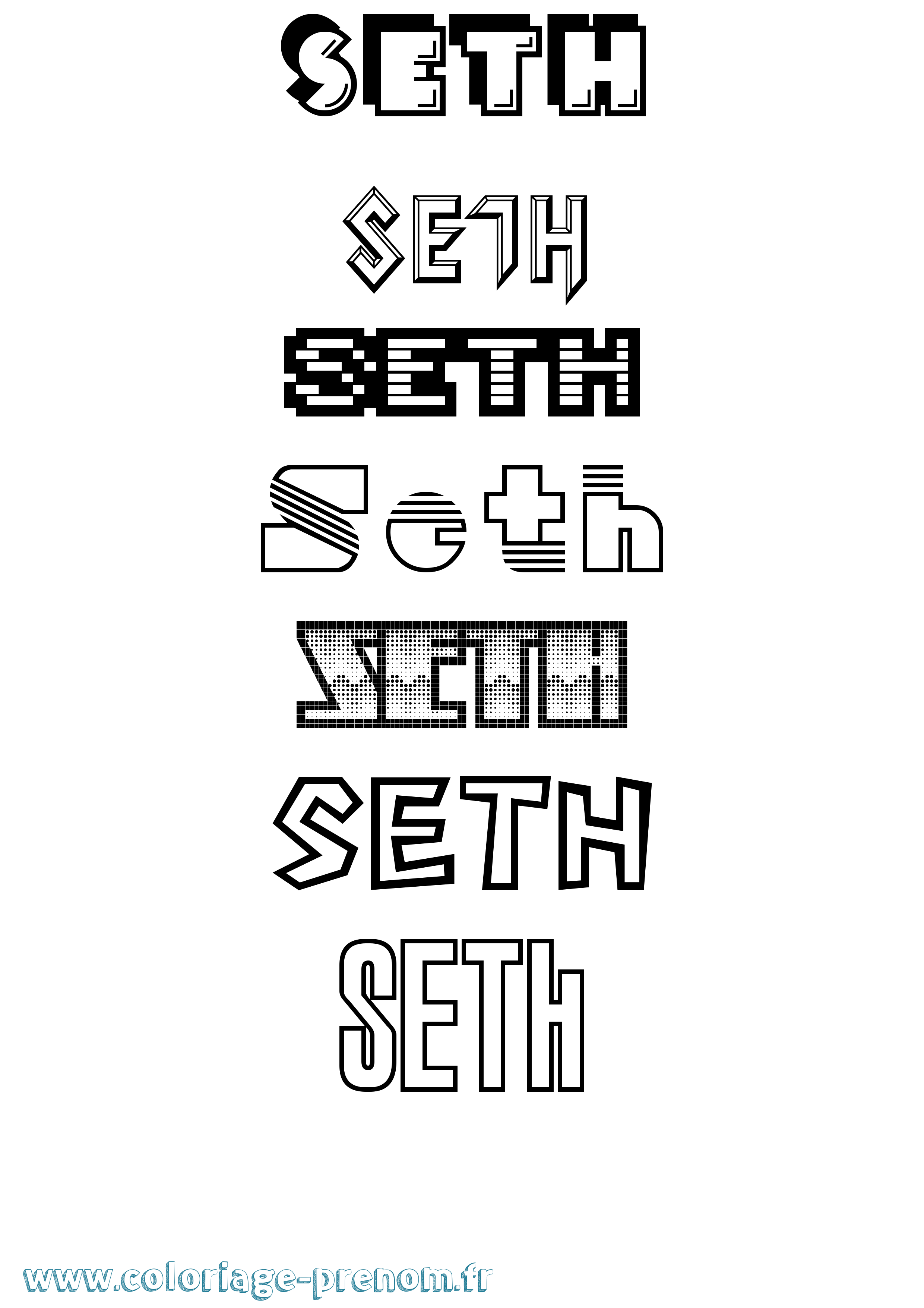 Coloriage prénom Seth Jeux Vidéos