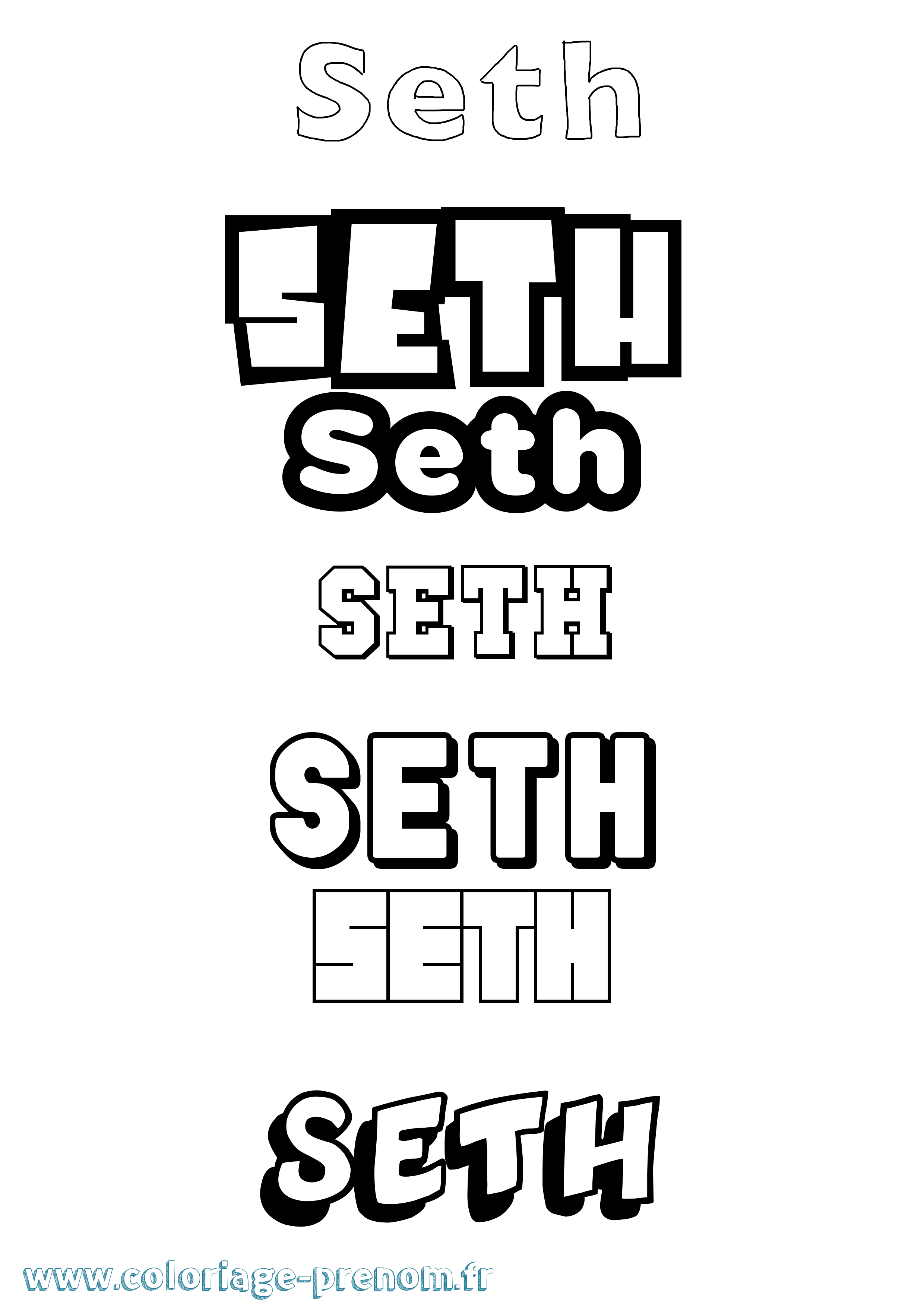 Coloriage prénom Seth Simple