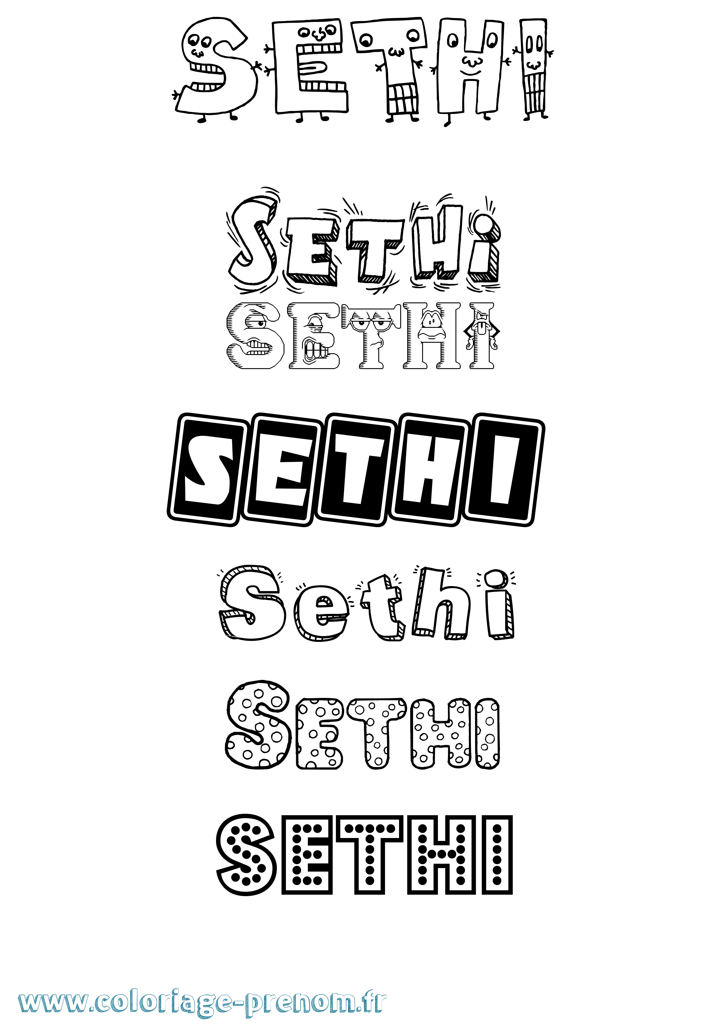 Coloriage prénom Sethi Fun