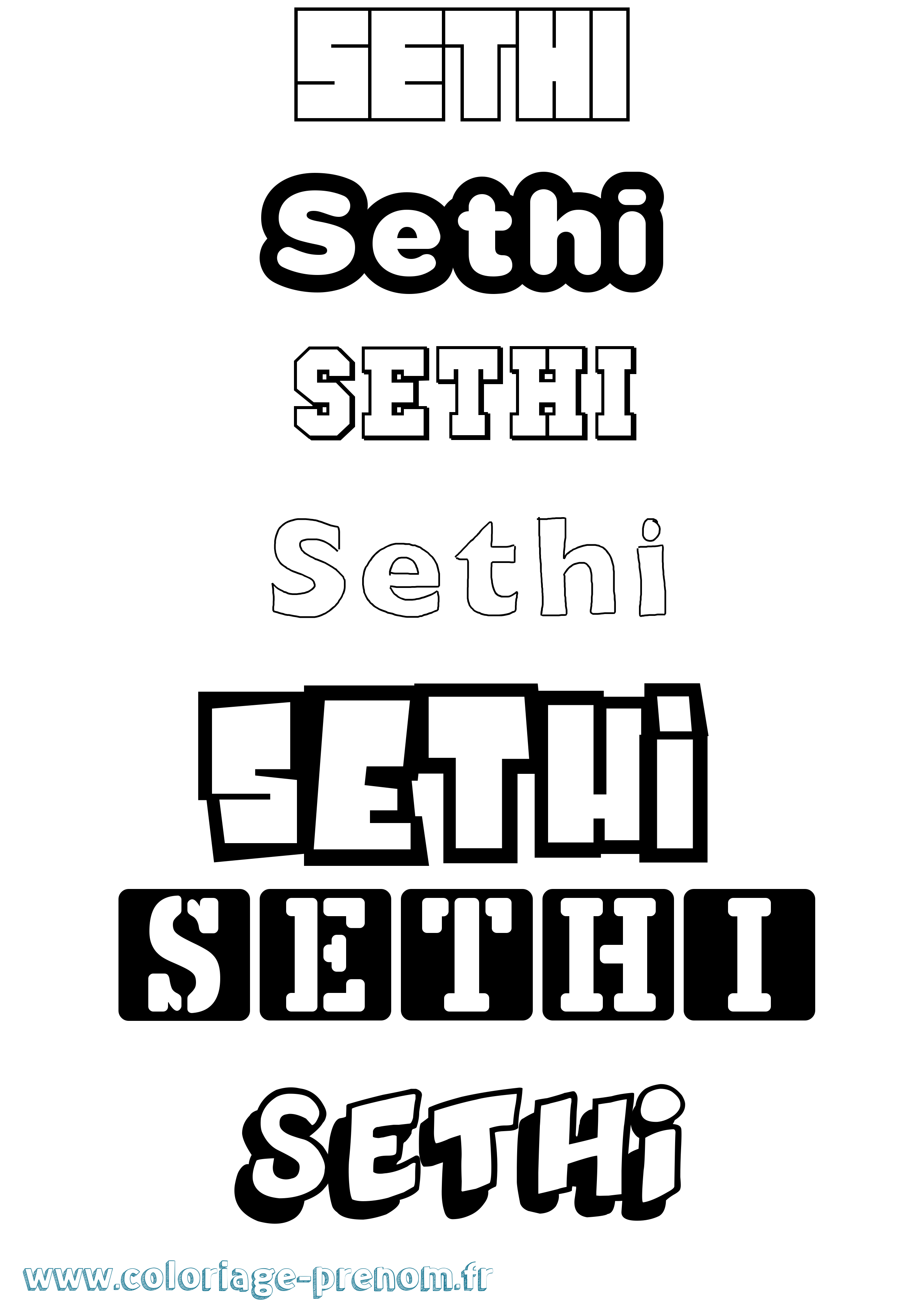 Coloriage prénom Sethi Simple