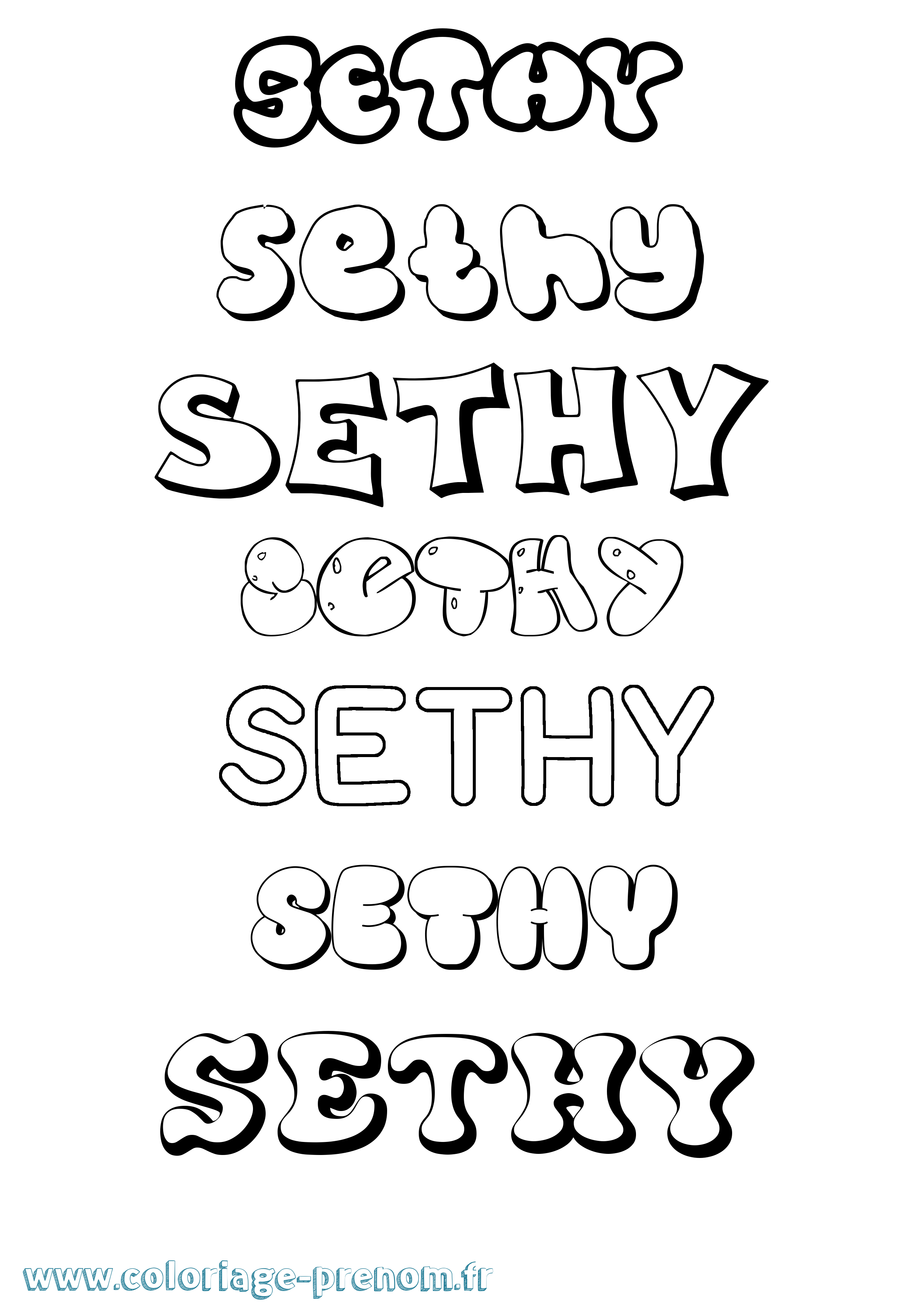 Coloriage prénom Sethy Bubble