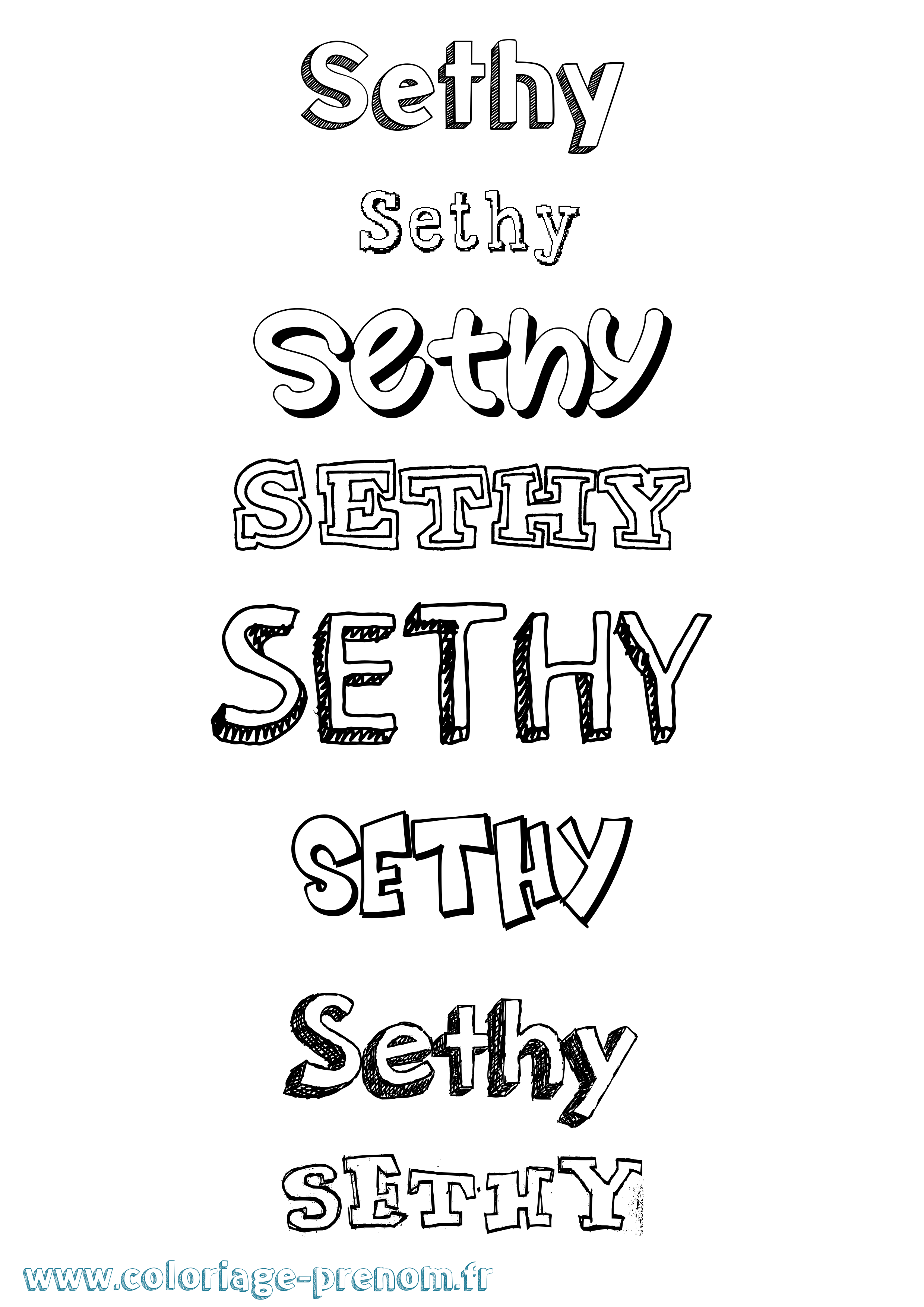 Coloriage prénom Sethy Dessiné