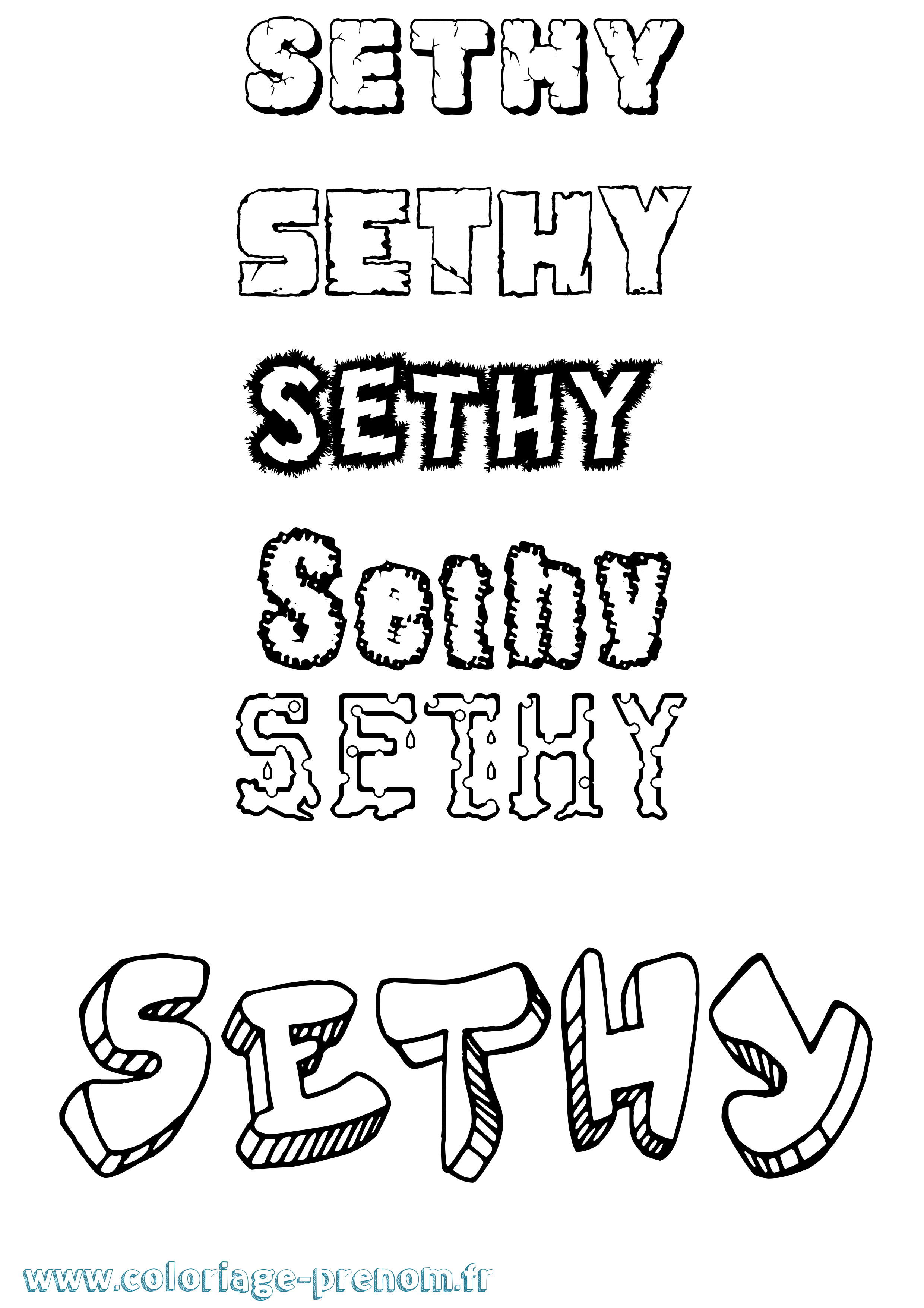 Coloriage prénom Sethy Destructuré