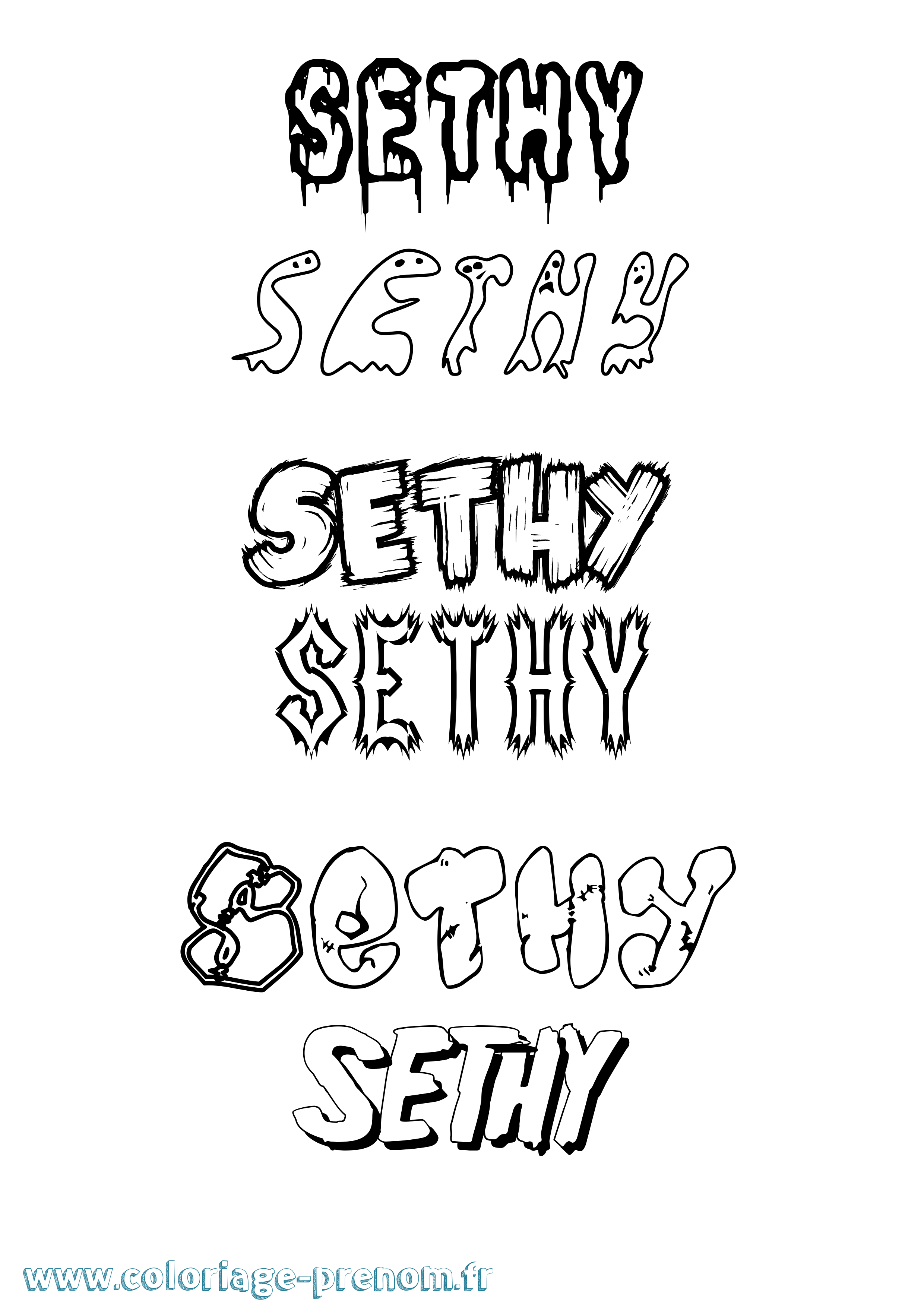 Coloriage prénom Sethy Frisson
