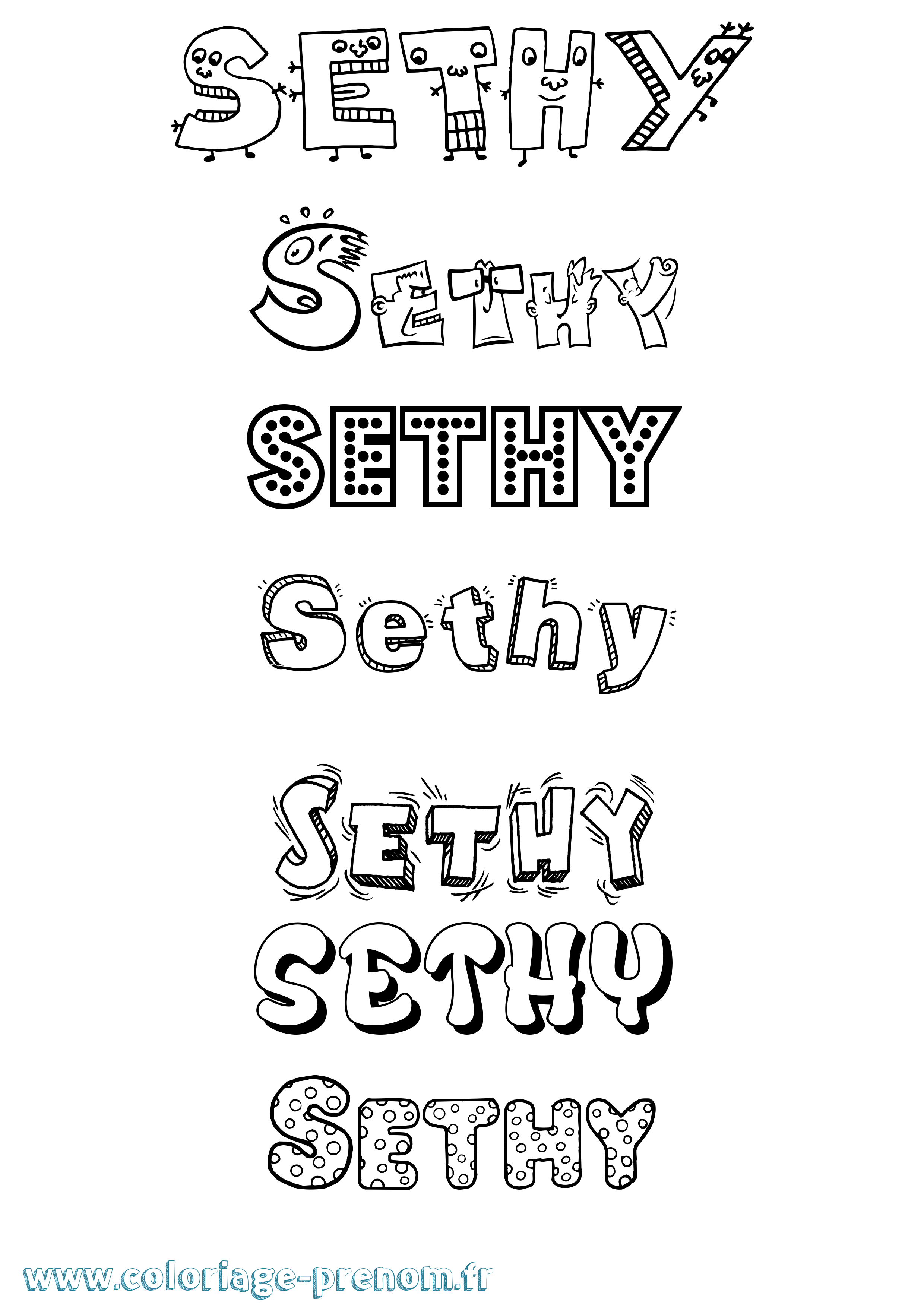 Coloriage prénom Sethy Fun