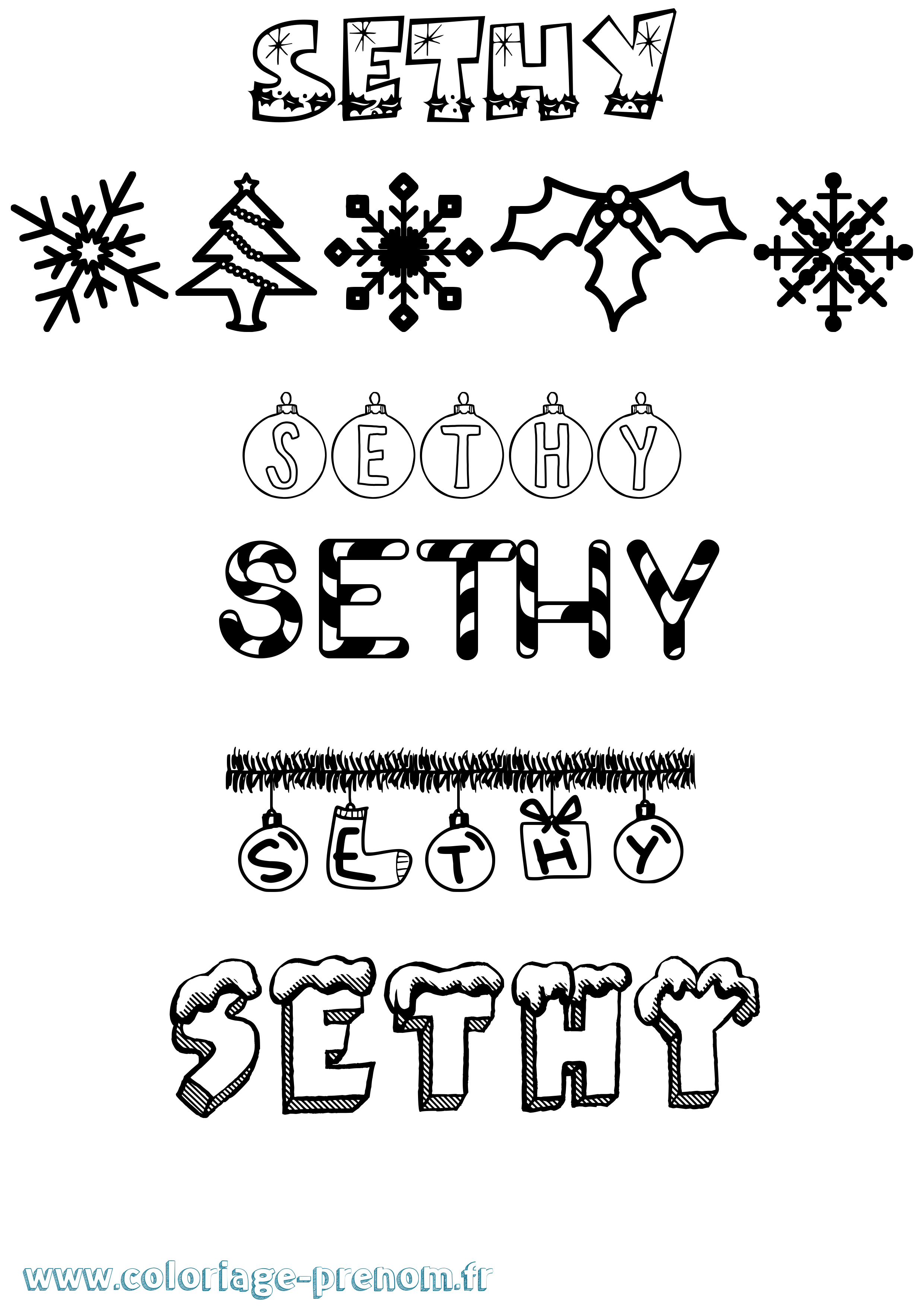 Coloriage prénom Sethy Noël