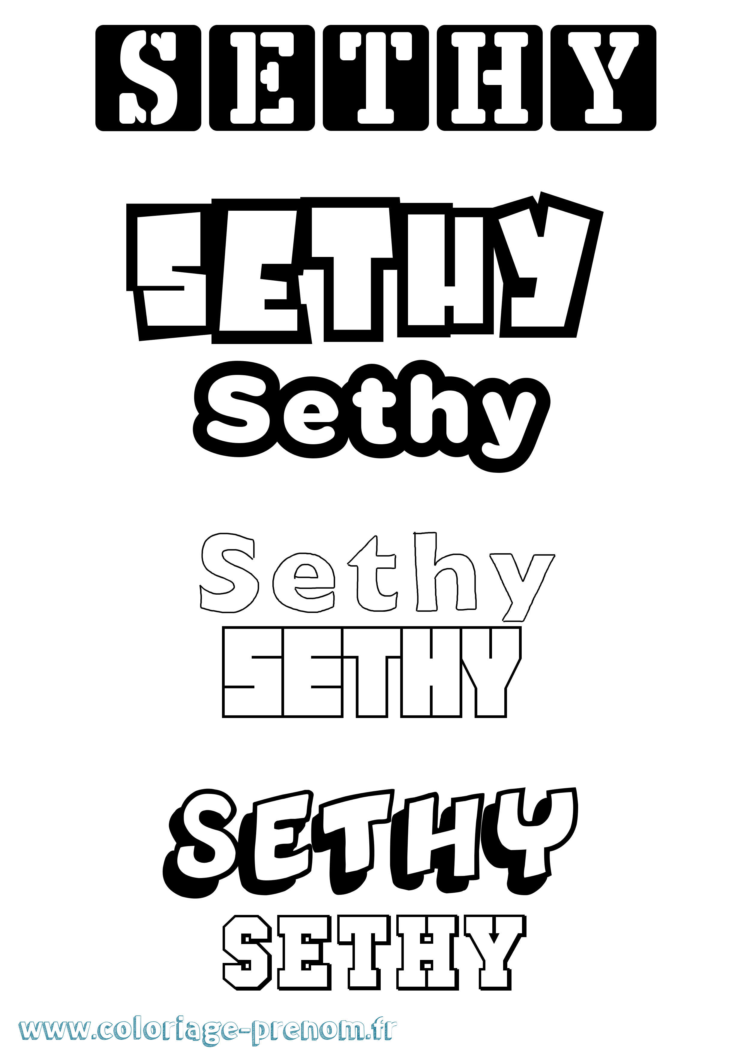 Coloriage prénom Sethy Simple
