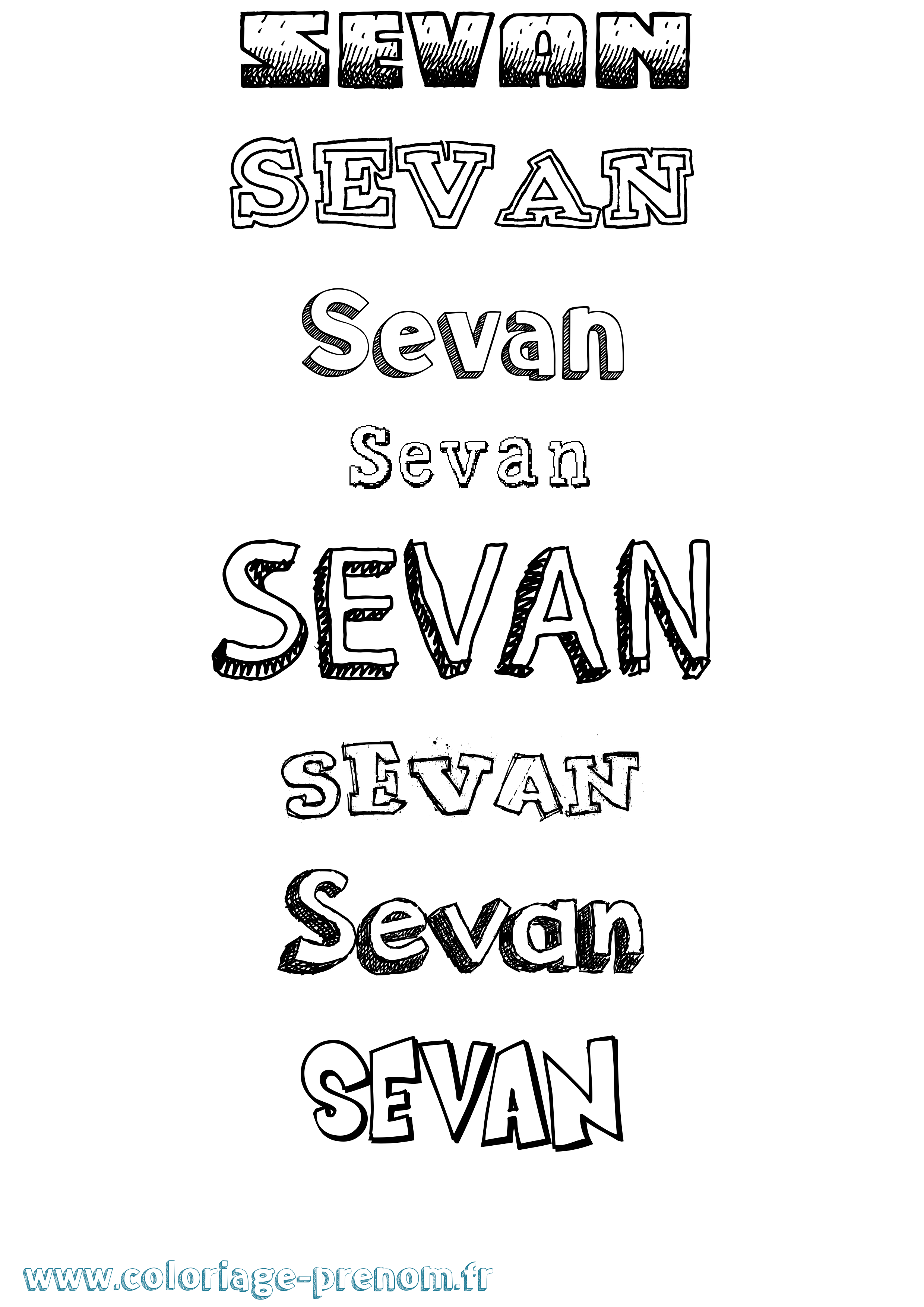 Coloriage prénom Sevan Dessiné