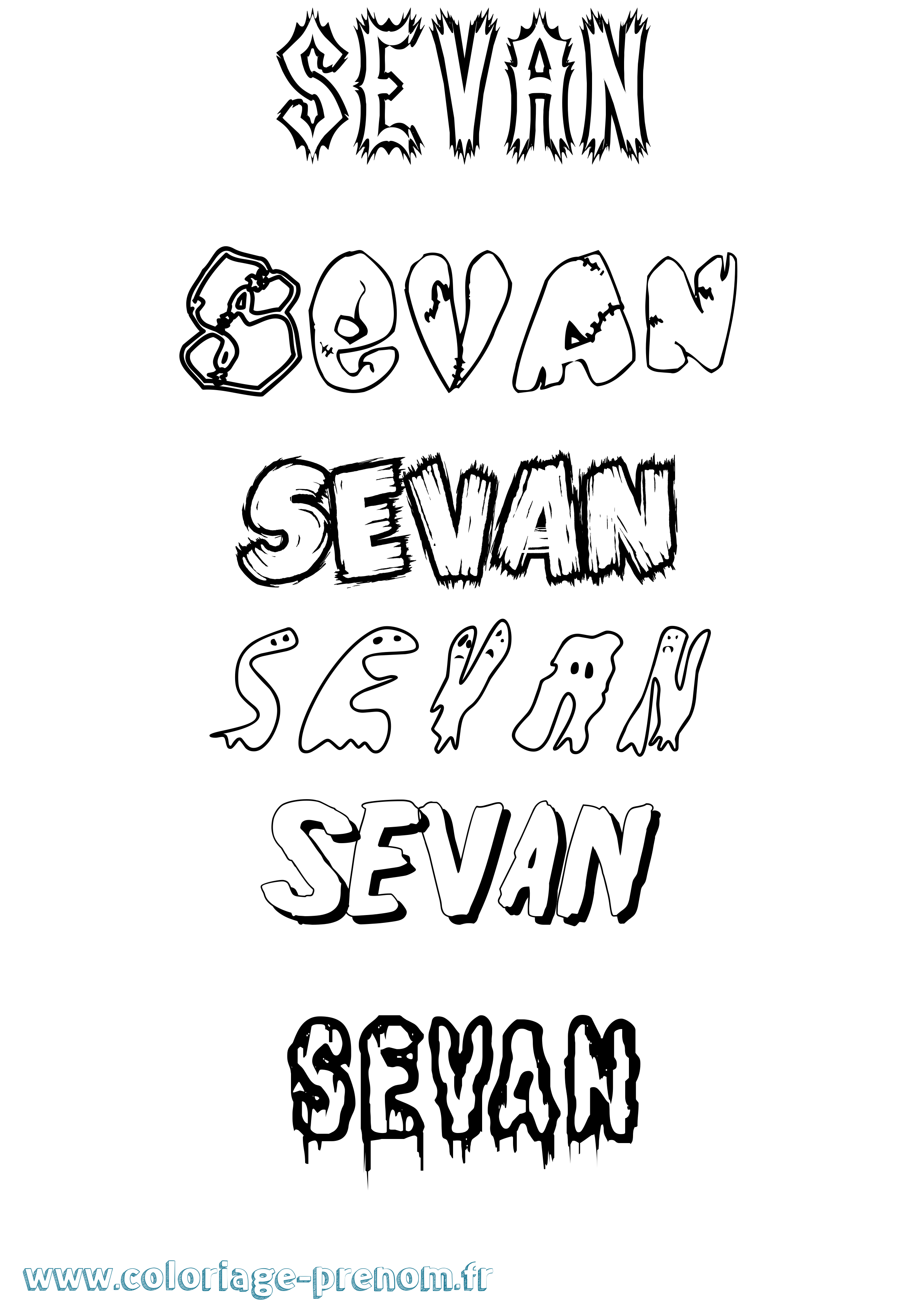 Coloriage prénom Sevan Frisson