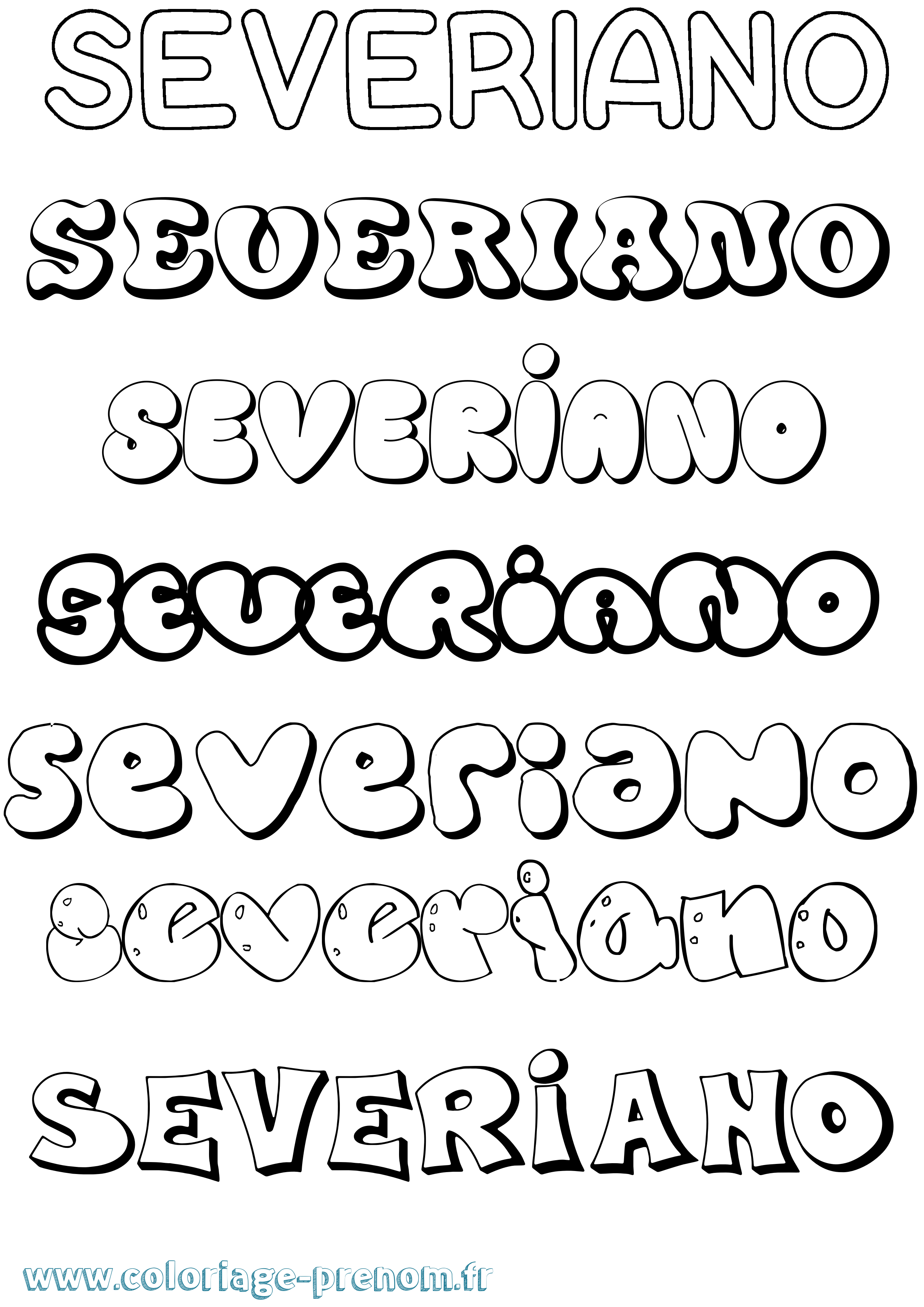 Coloriage prénom Severiano Bubble