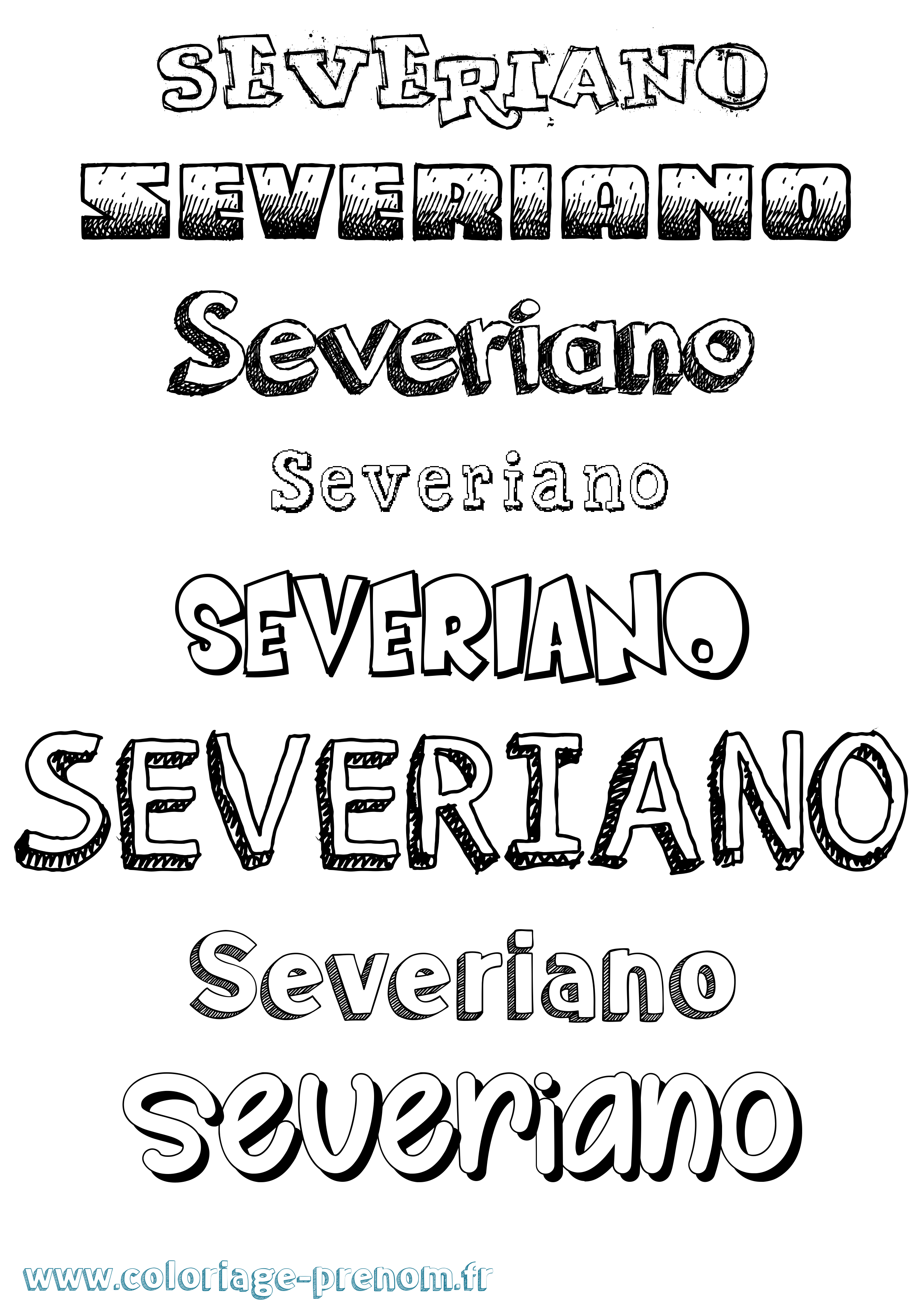 Coloriage prénom Severiano Dessiné
