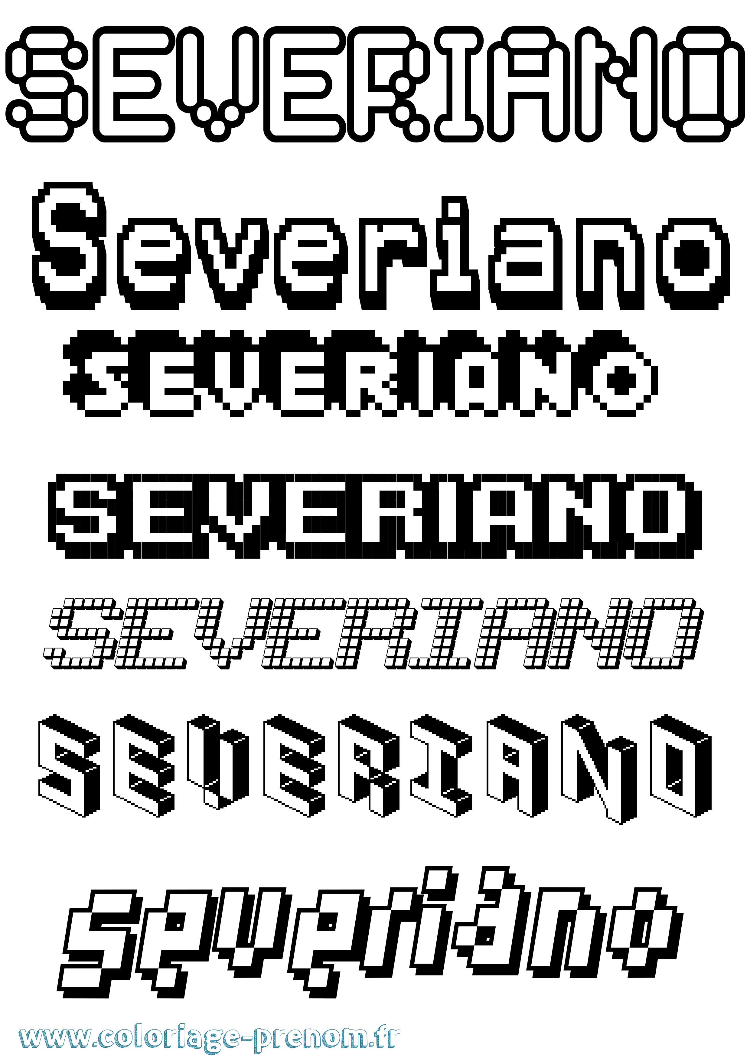Coloriage prénom Severiano Pixel