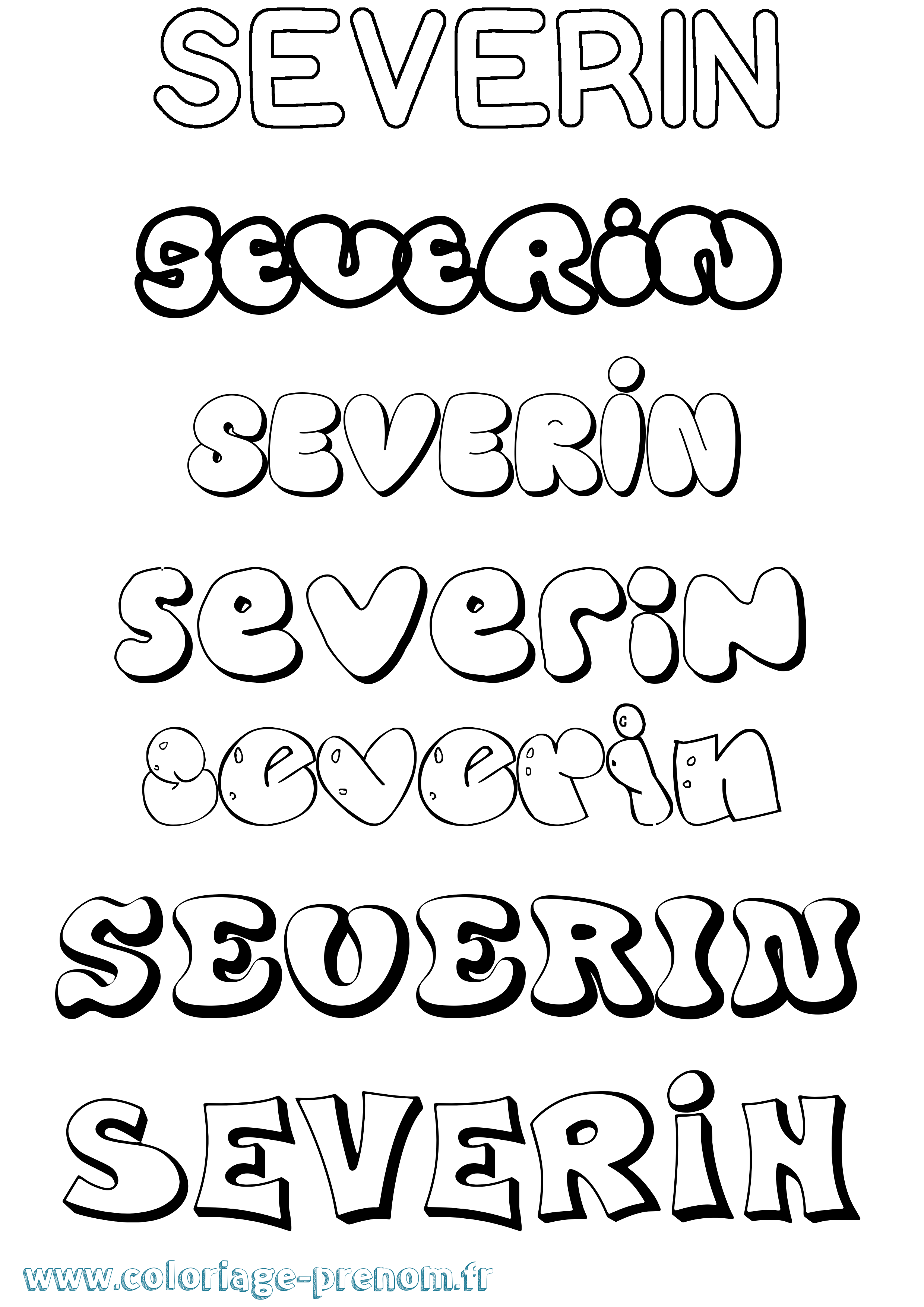 Coloriage Severin Bubble Coloriage prénom Severin Bubble