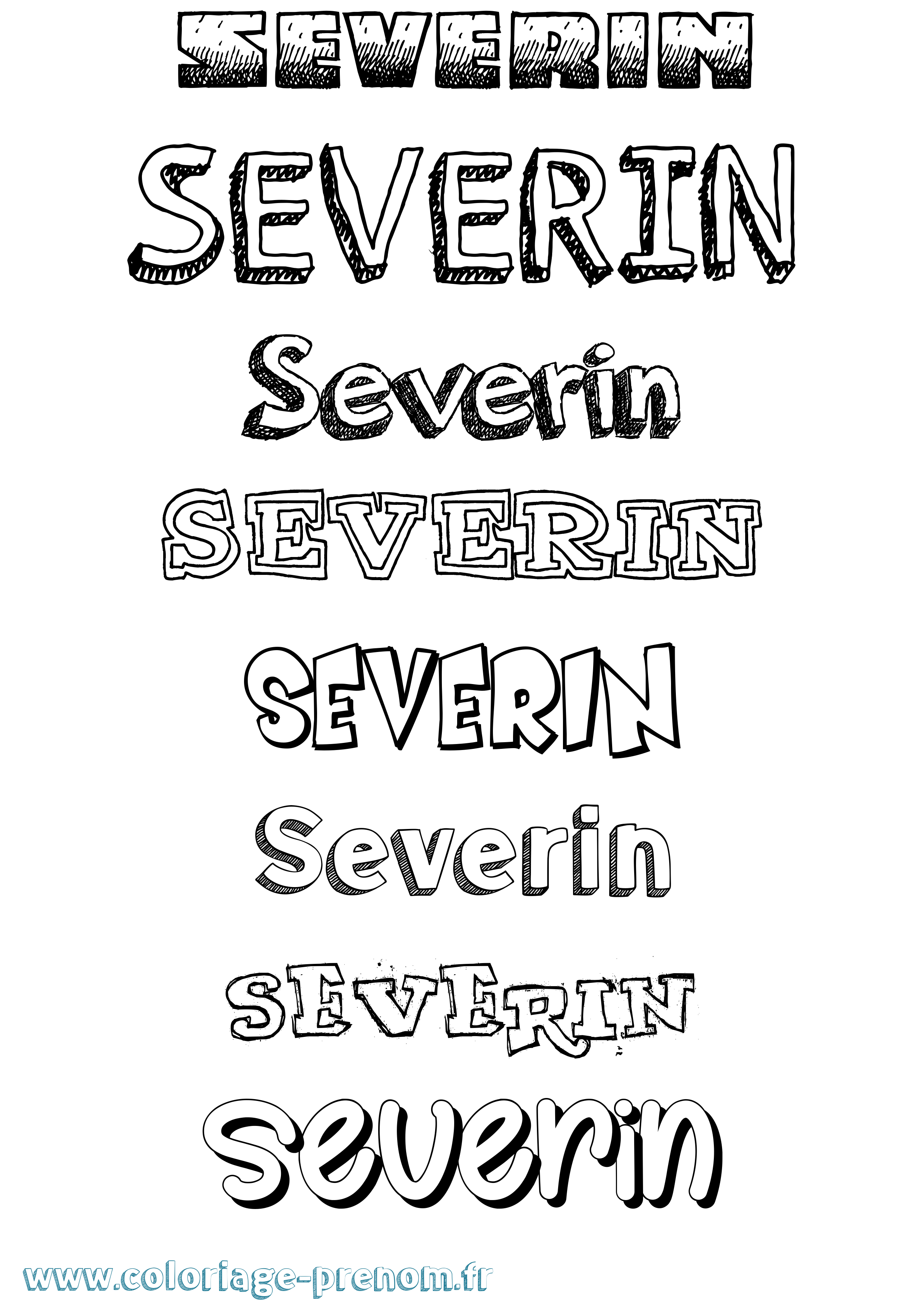 Coloriage Severin Dessiné Coloriage prénom Severin Dessiné