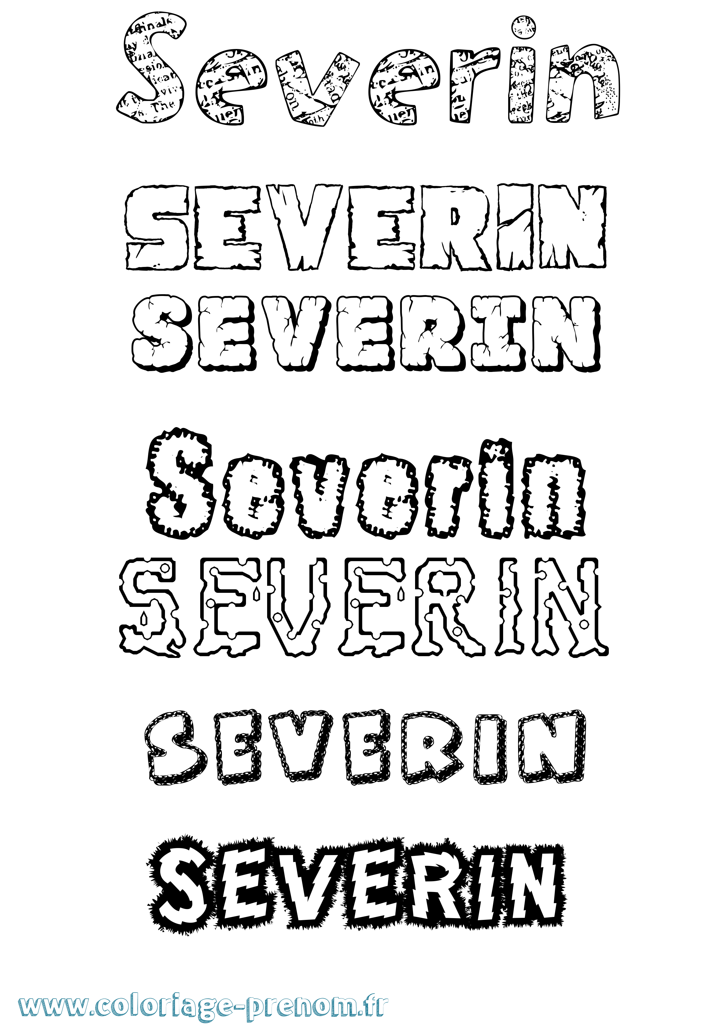 Coloriage Severin Destructuré Coloriage prénom Severin Destructuré