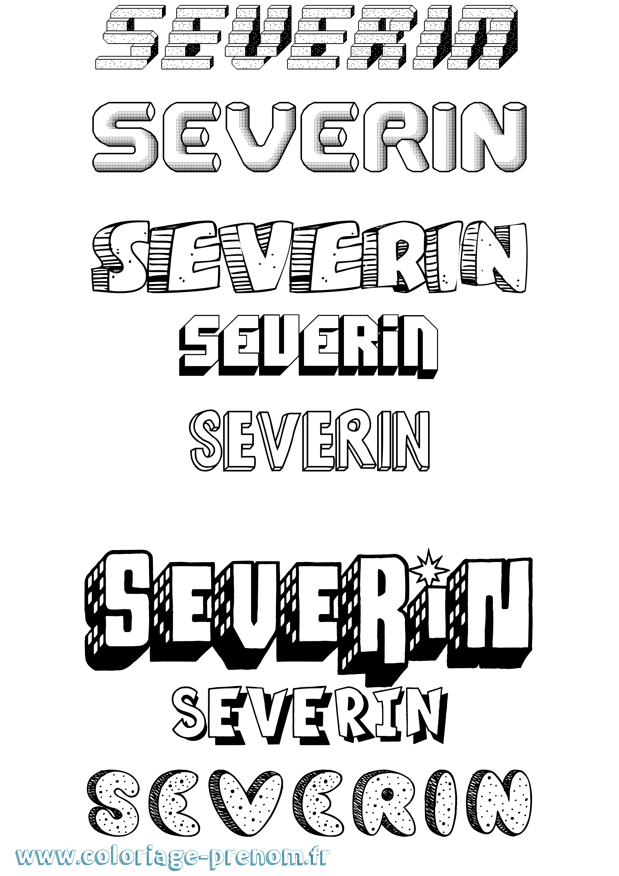 Coloriage Severin Effet 3D Coloriage prénom Severin Effet 3D
