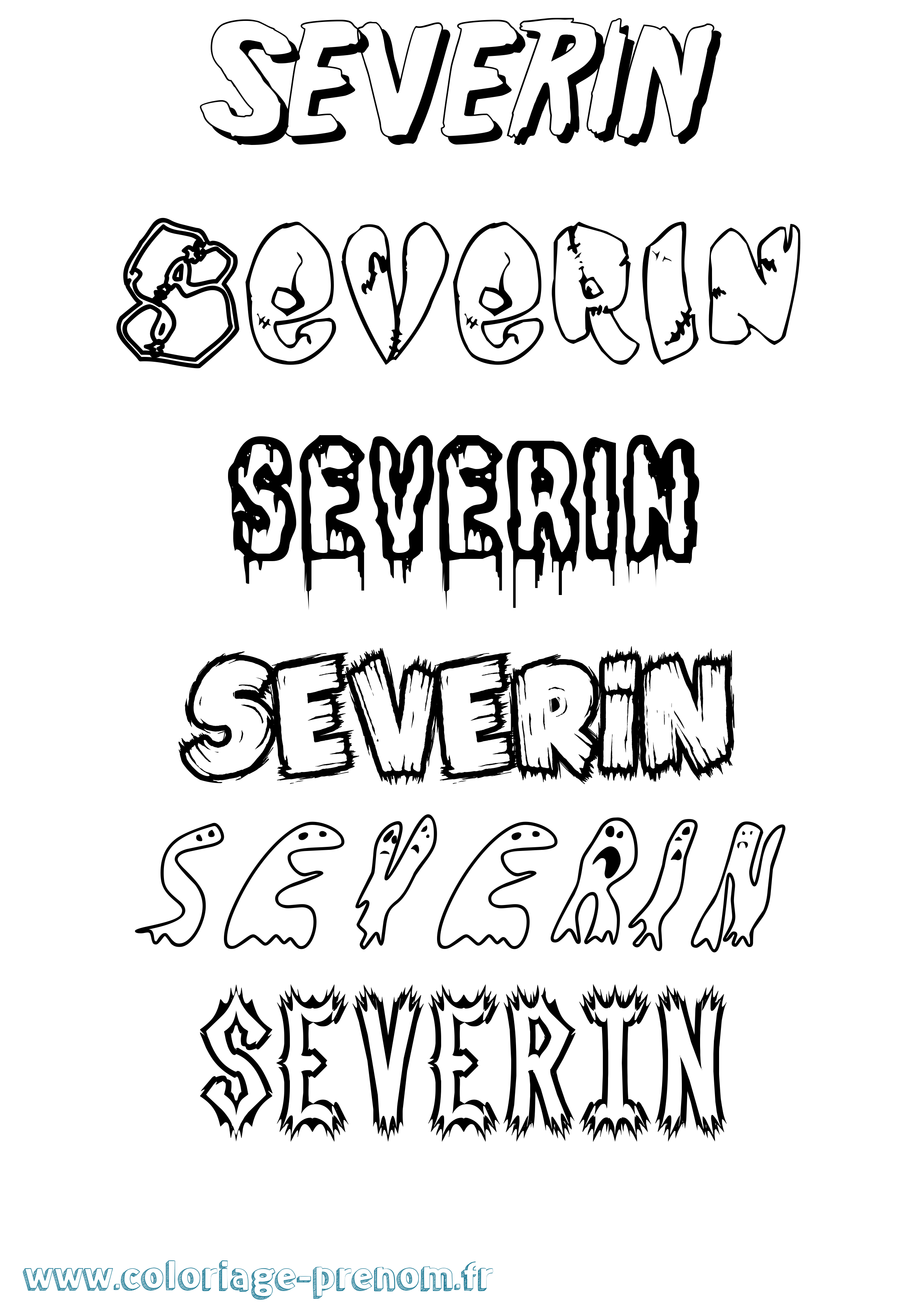 Coloriage prénom Severin Frisson