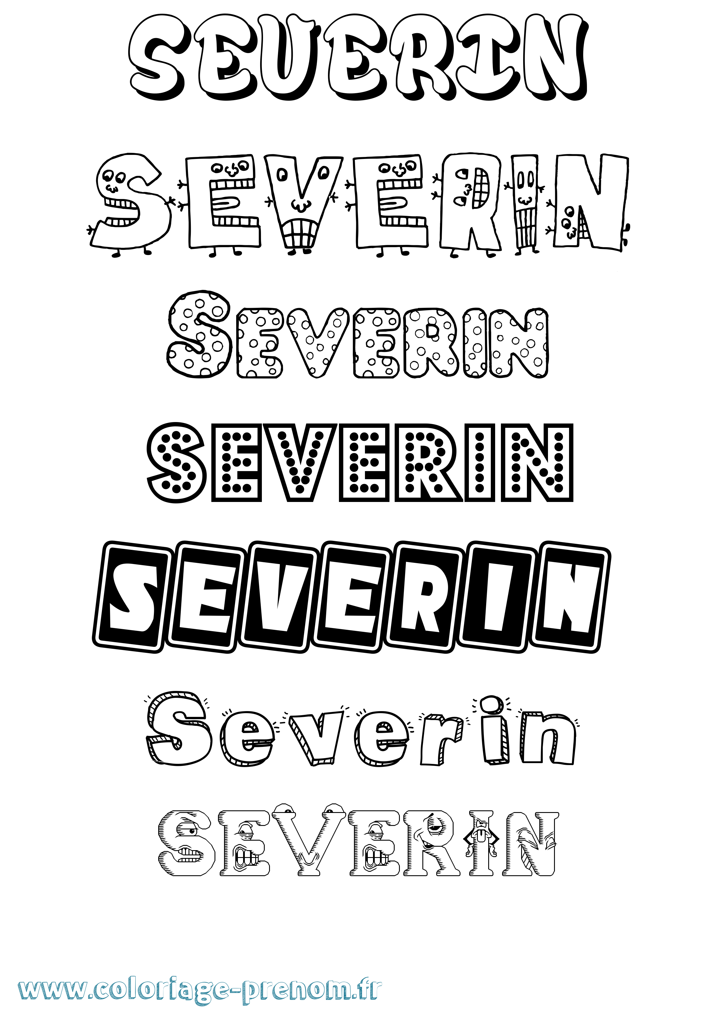 Coloriage prénom Severin Fun