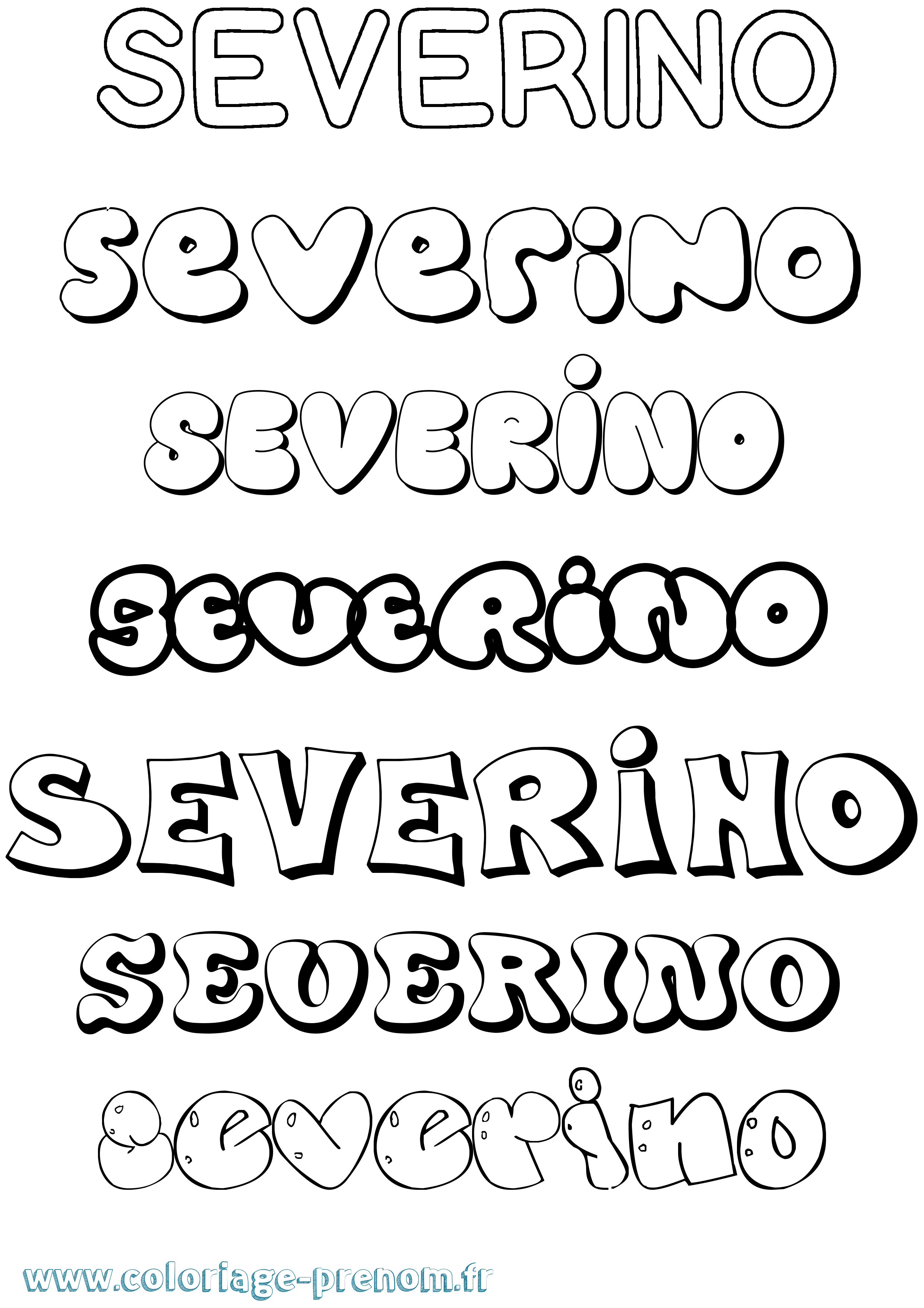 Coloriage prénom Severino Bubble