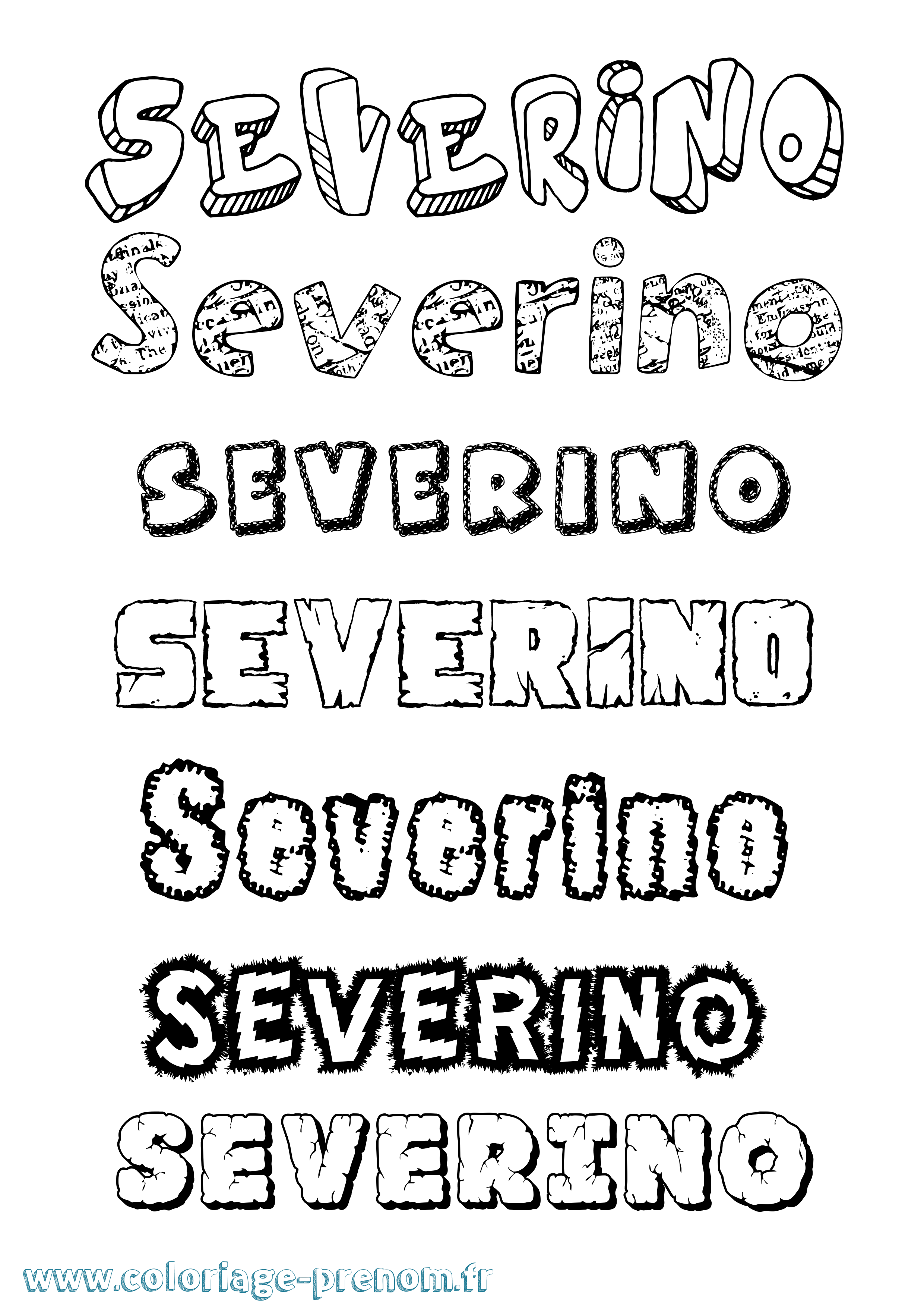 Coloriage prénom Severino Destructuré
