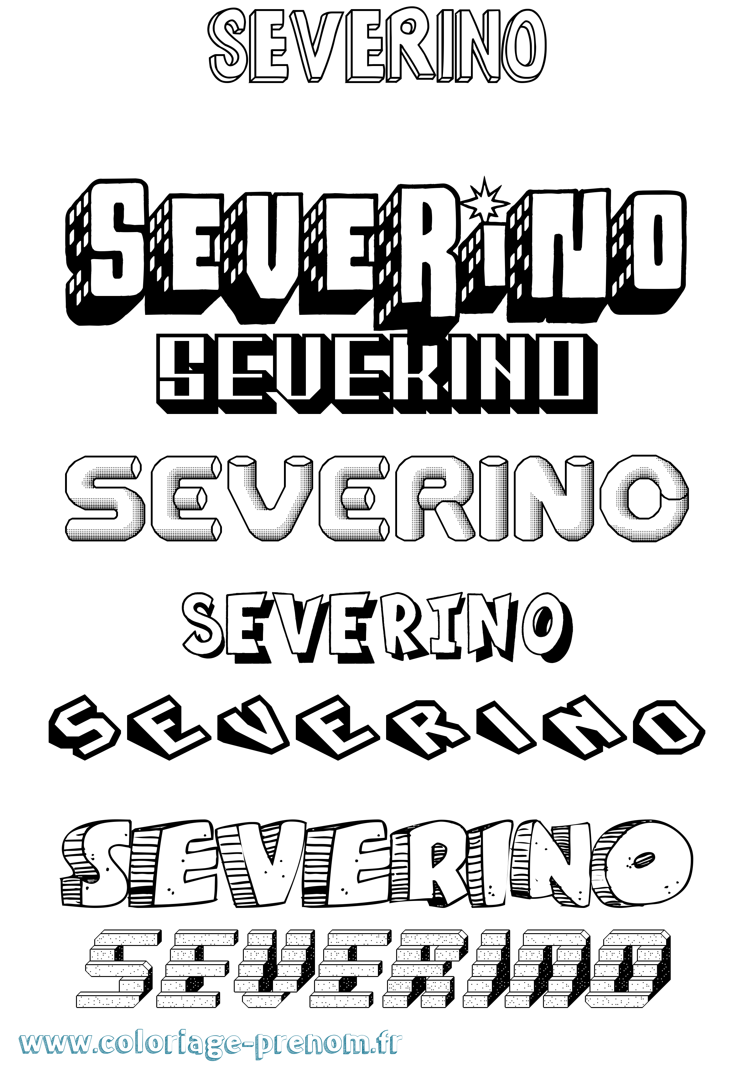 Coloriage prénom Severino Effet 3D