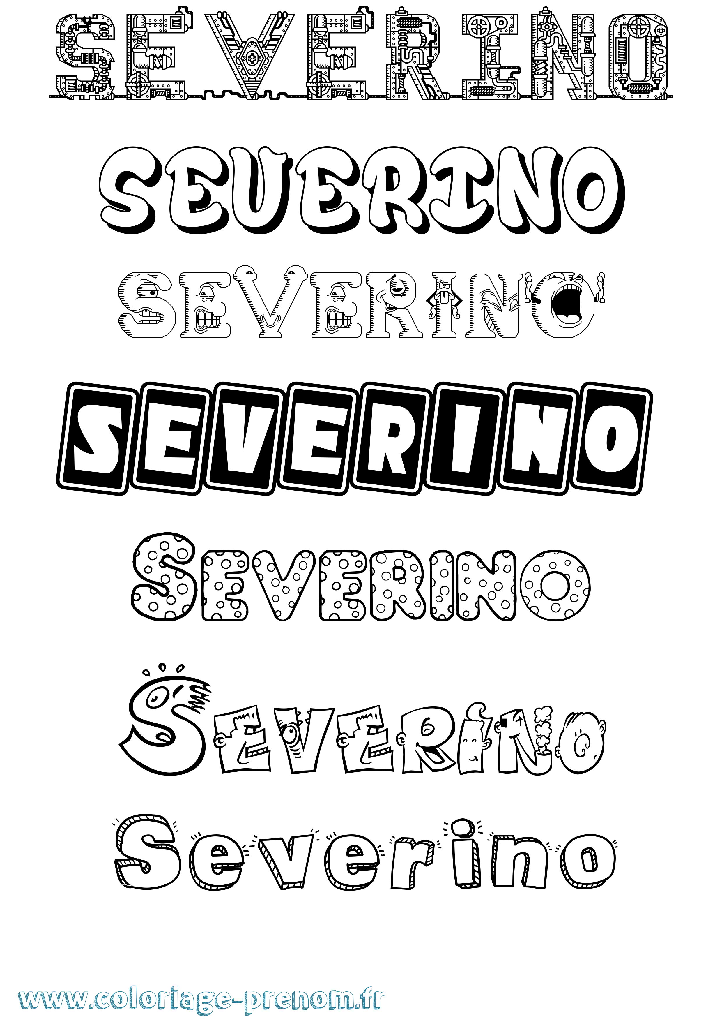 Coloriage prénom Severino Fun