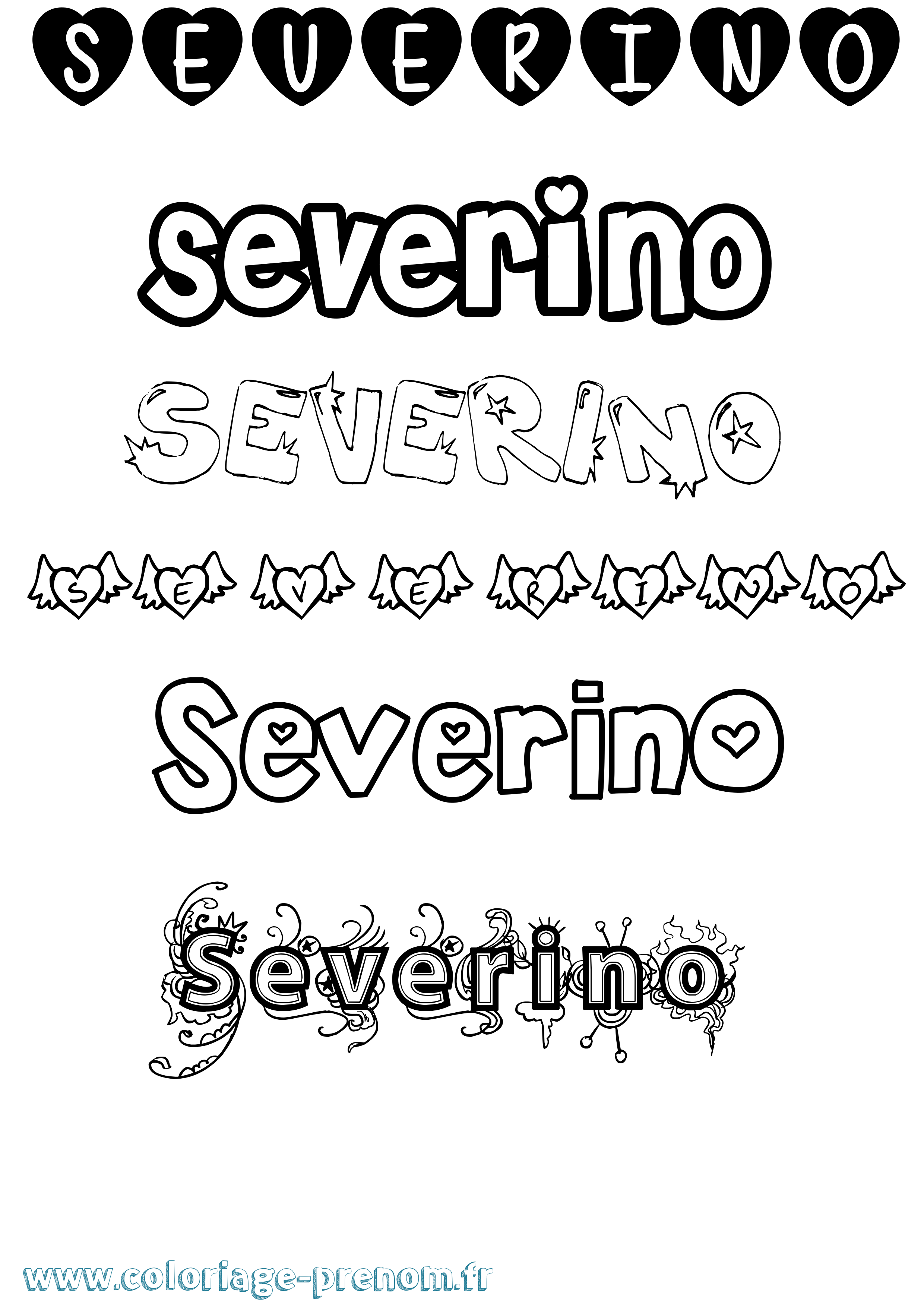 Coloriage prénom Severino Girly