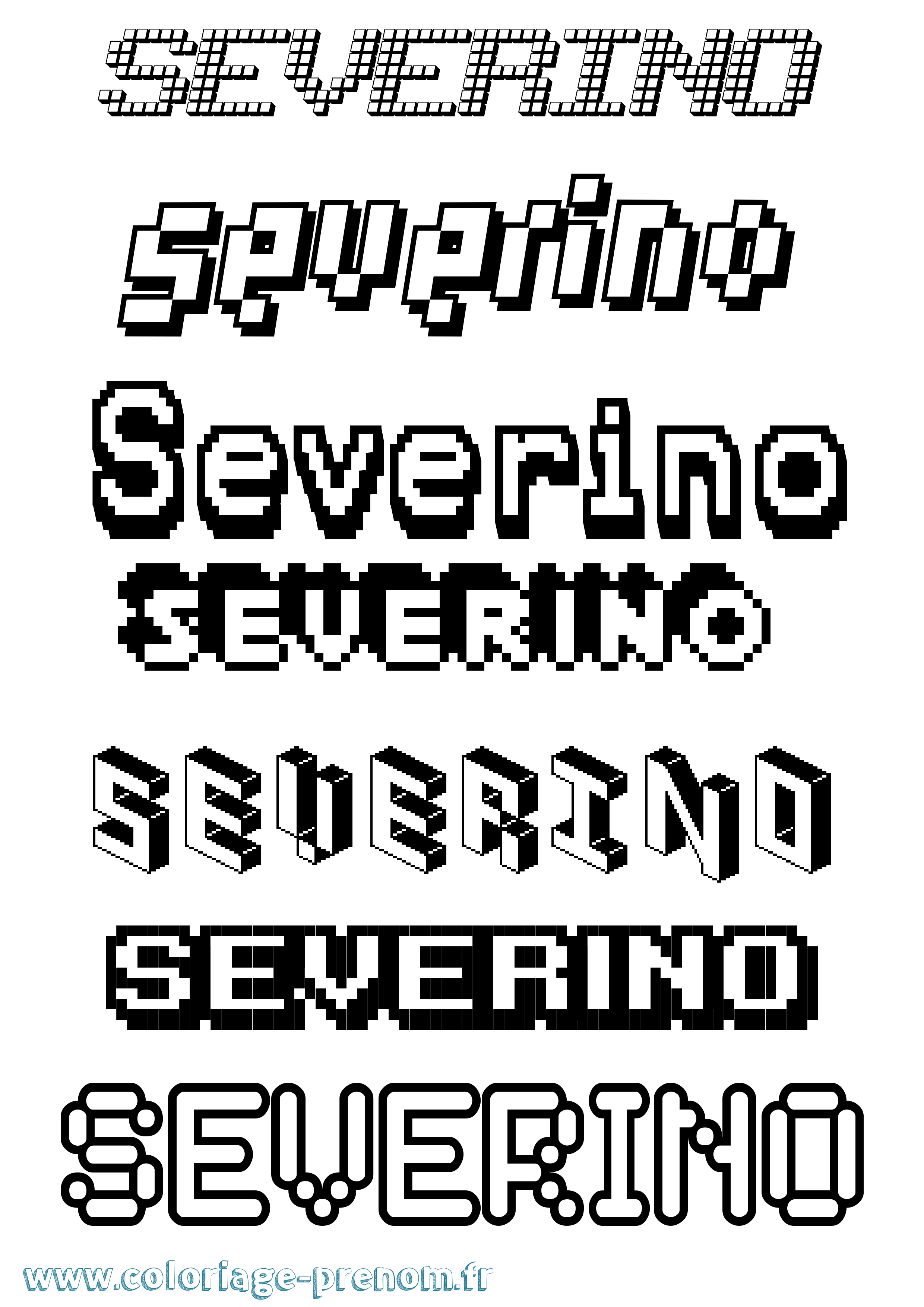 Coloriage prénom Severino Pixel