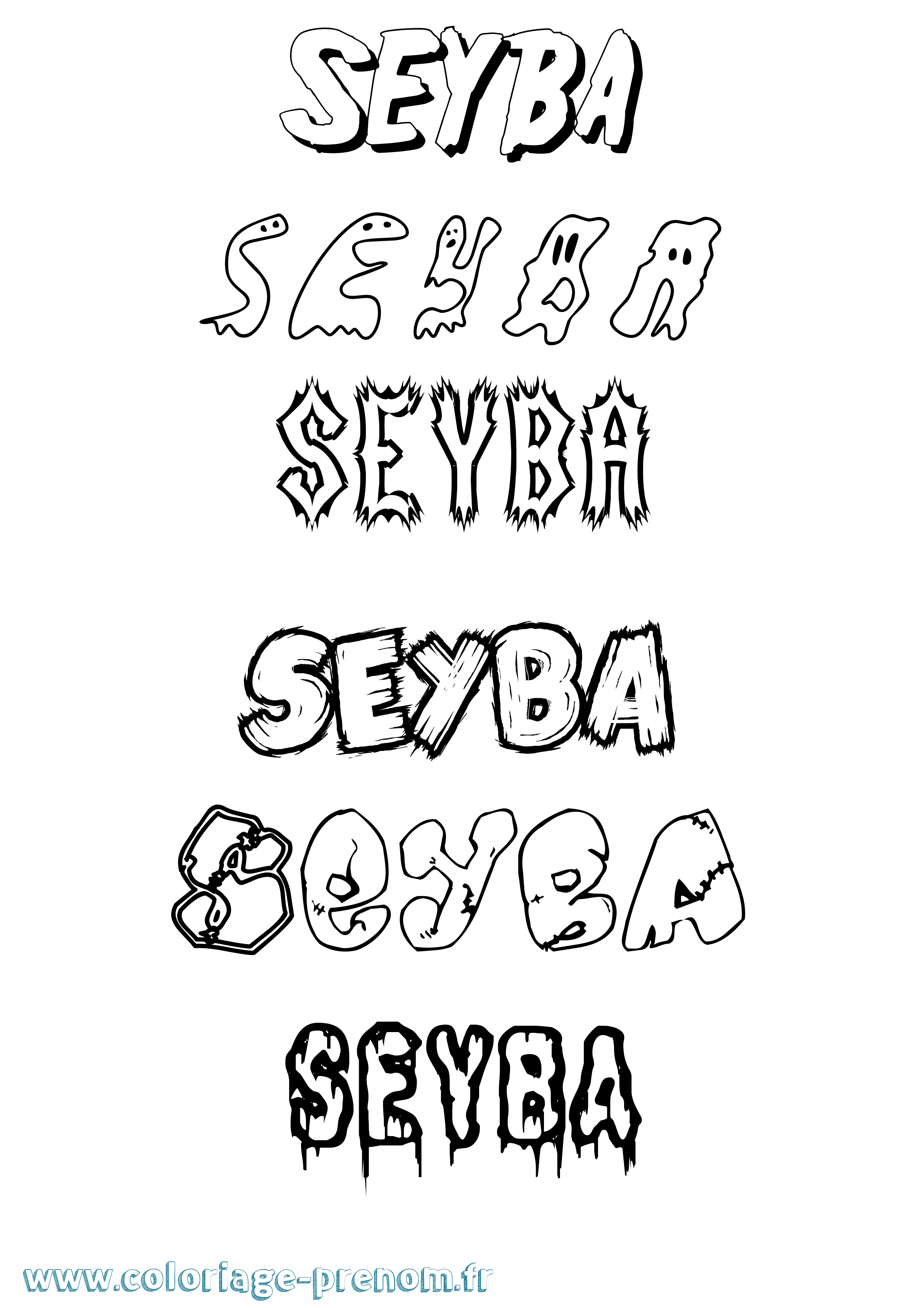 Coloriage prénom Seyba Frisson